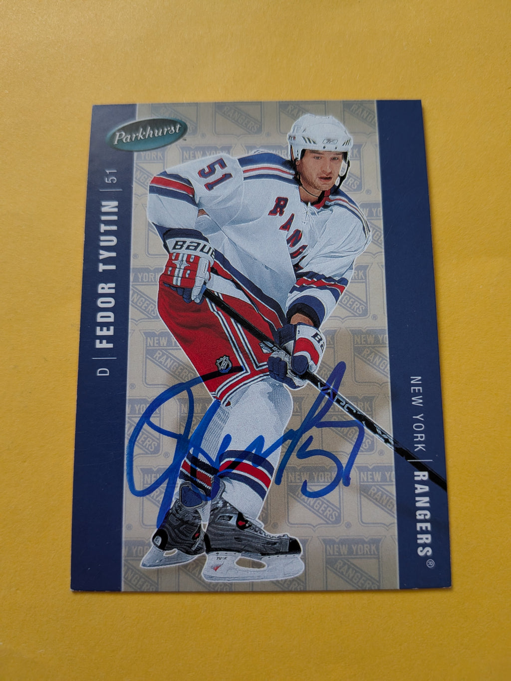 Fedor Tyutin Signed New York Rangers Card A