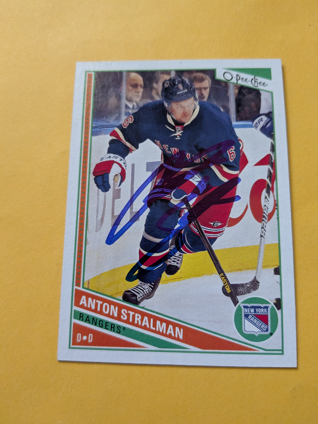 Anton Stralman Signed New York Rangers Card A