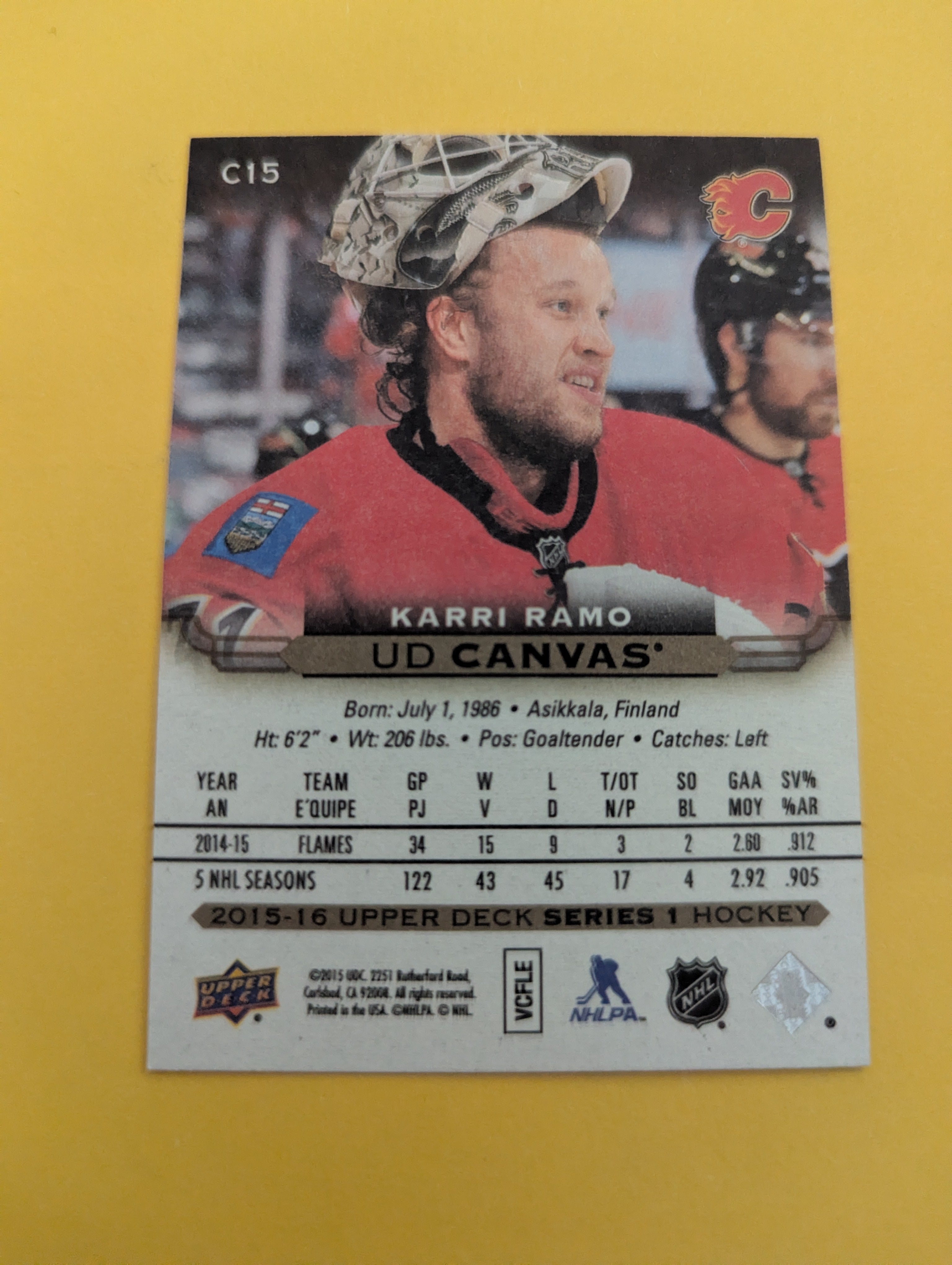 Karri Ramo 15-16 Upper Deck UD Canvas Card