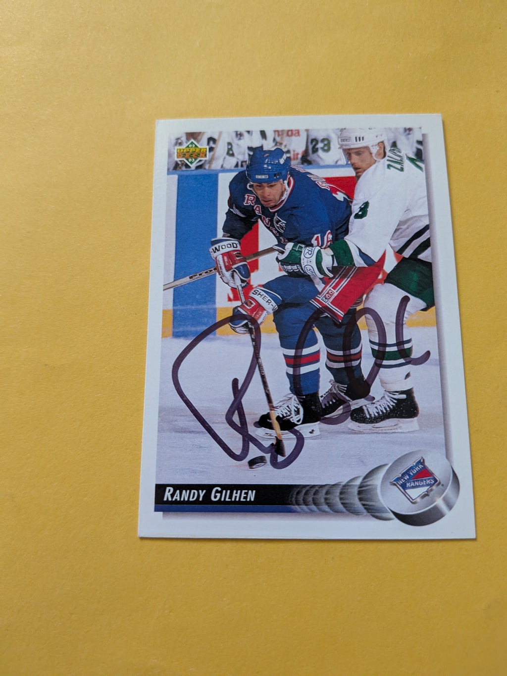 Randy Gilhen Signed New York Rangers Card A