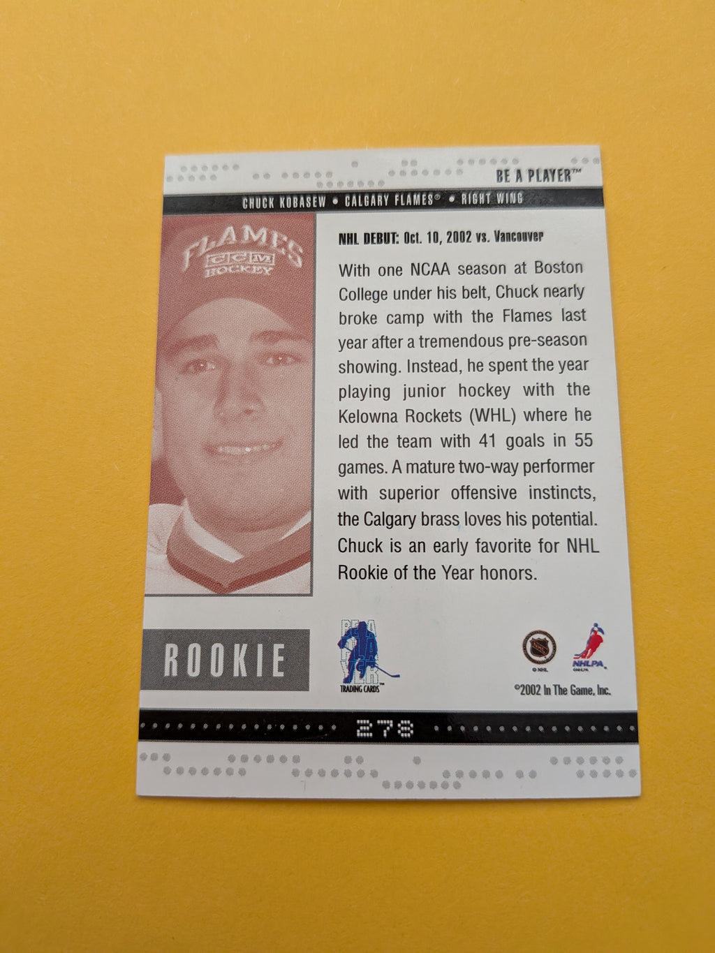 Chuck Kobasew Signed Calgary Flames Rookie Card A