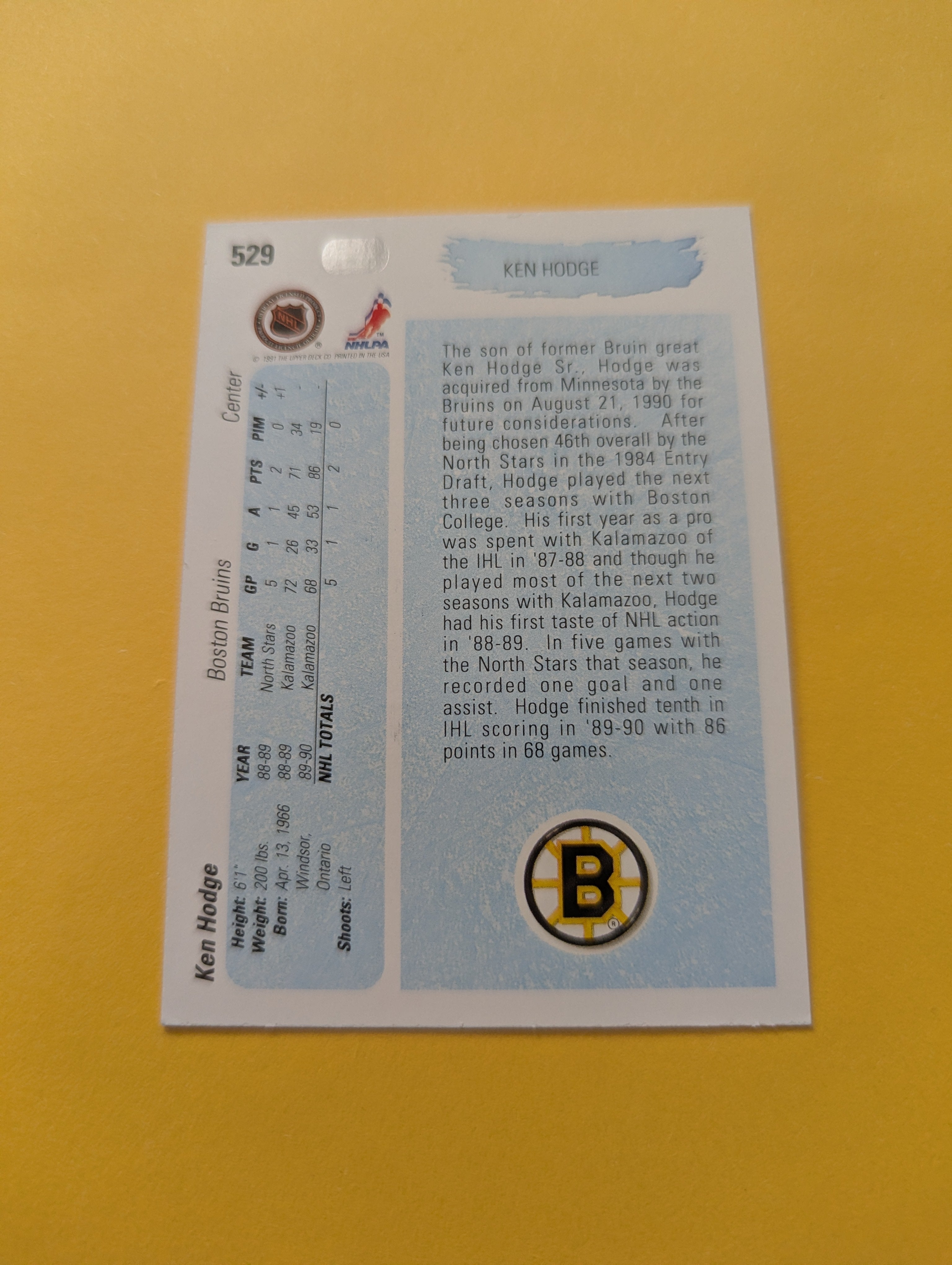 Ken Hodge Signed Boston Bruins Young Guns Rookie Card
