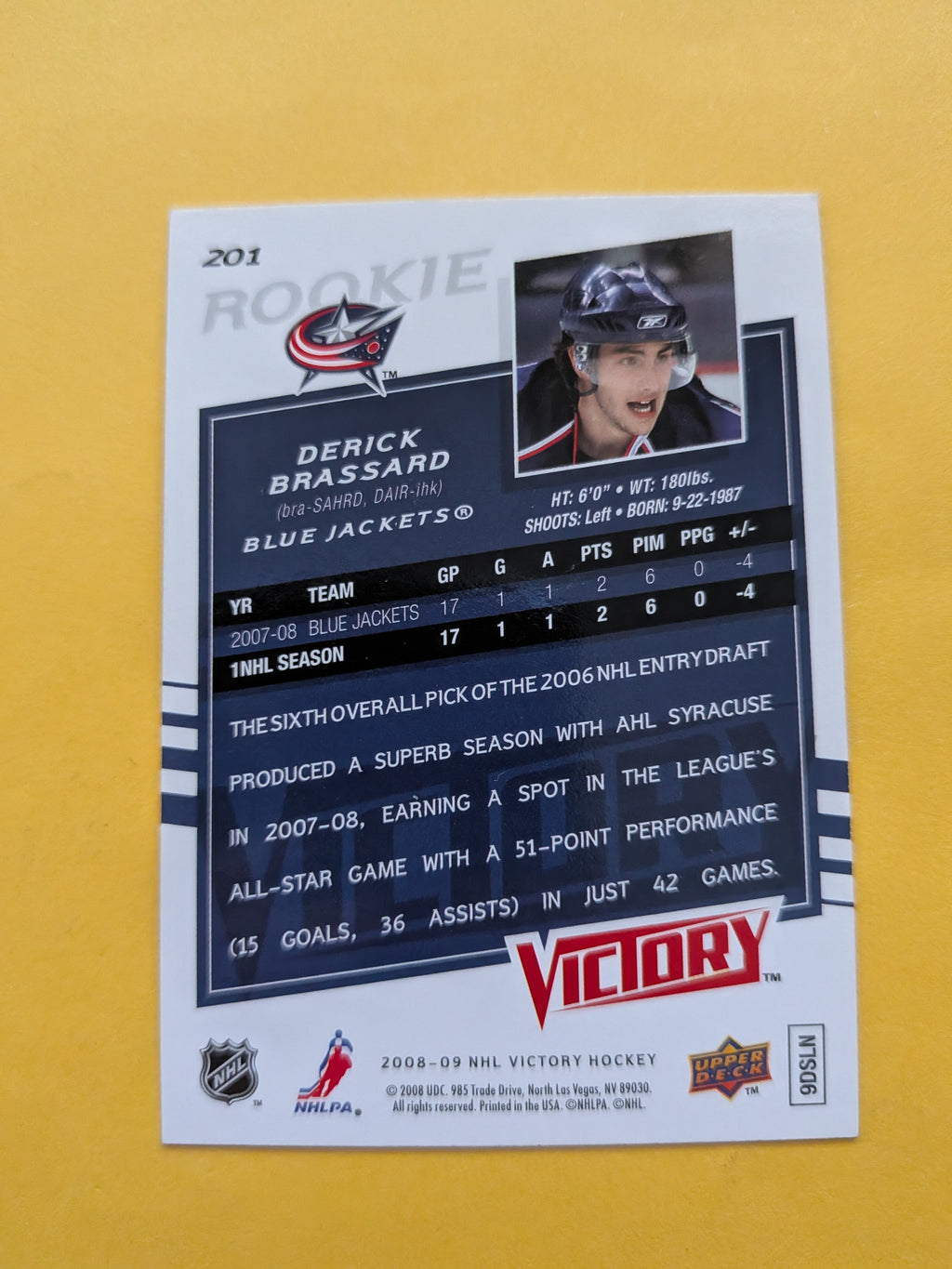 Derick Brassard Signed Columbus Blue Jackets Rookie Card B