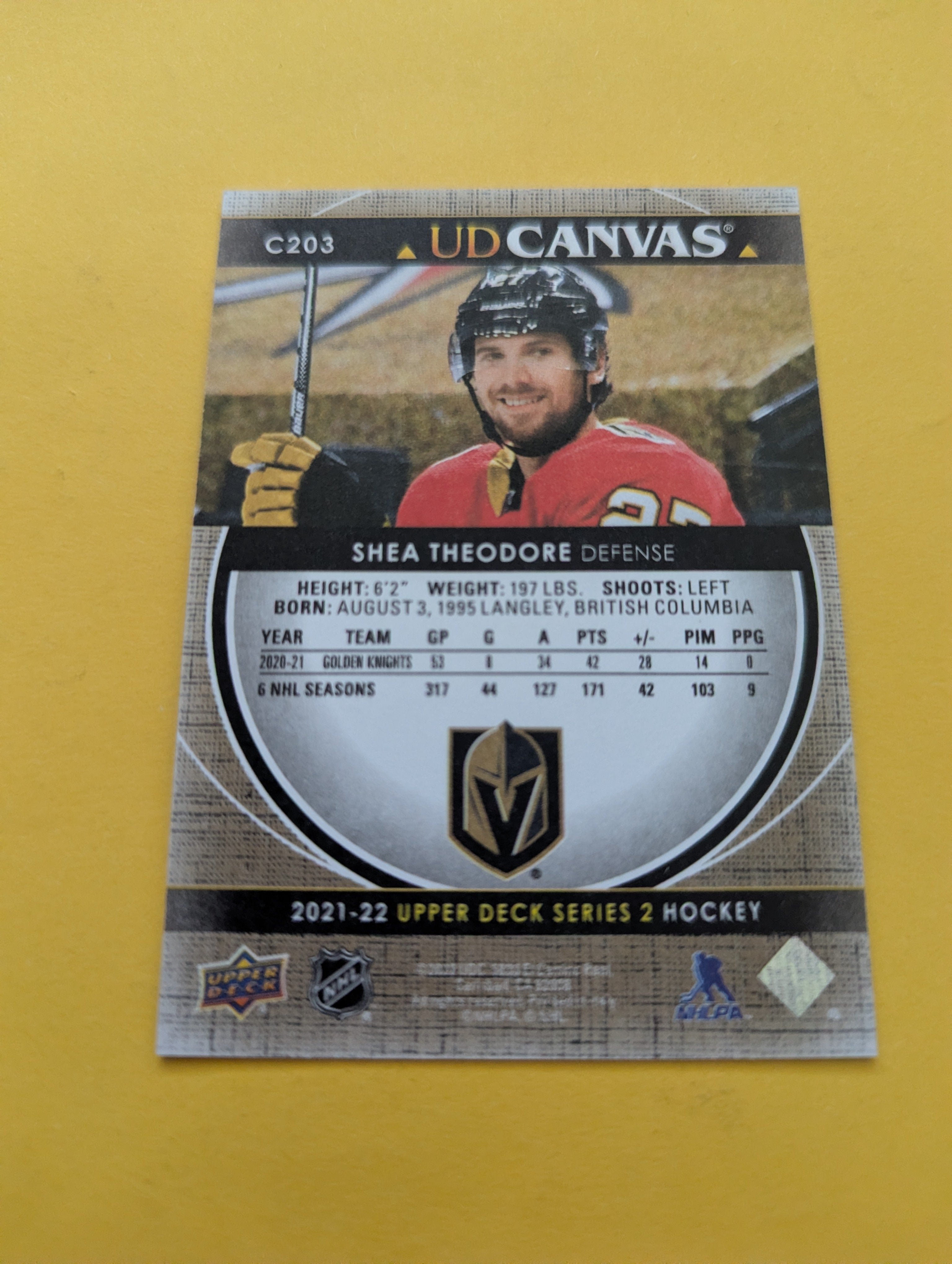 Shea Theodore 21-22 Upper Deck UD Canvas Card