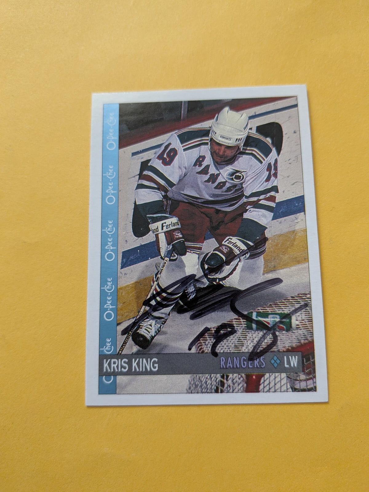 Kris King Signed New York Rangers Card A