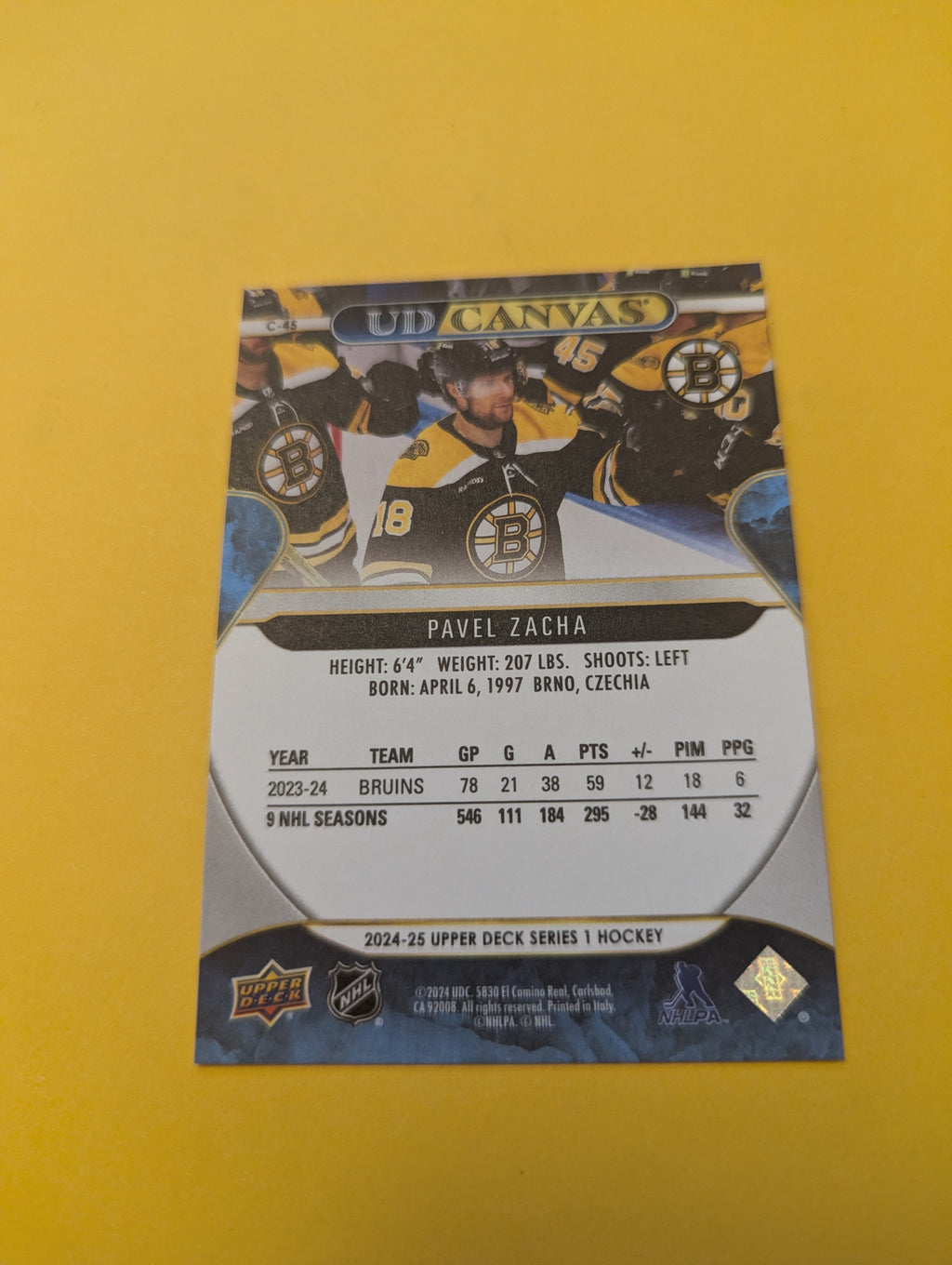 Pavel Zacha 24-25 Upper Deck UD Canvas Card