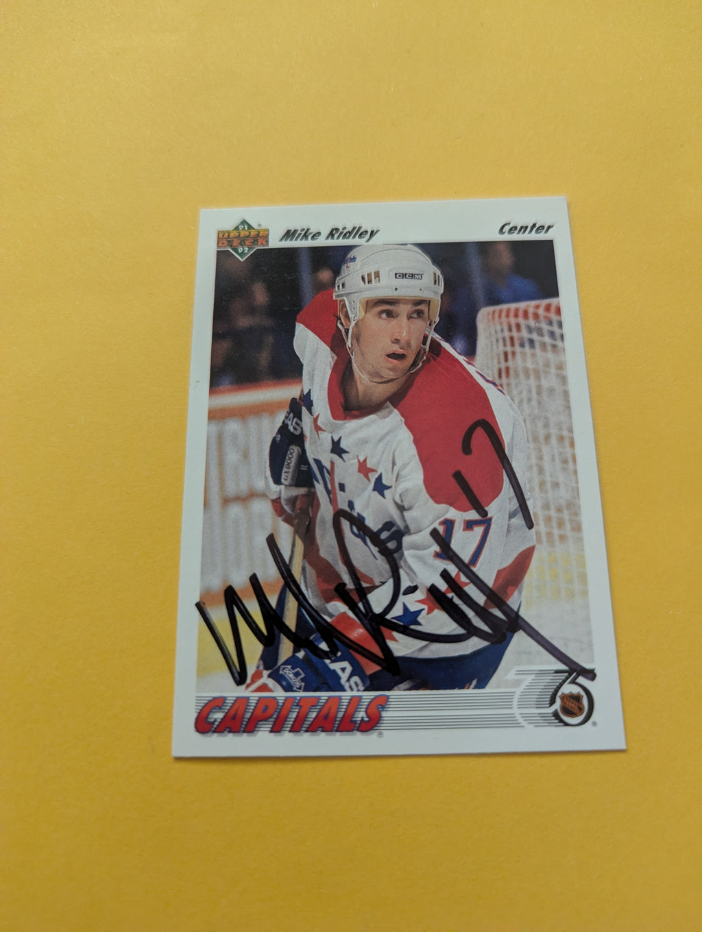 Mike Ridley Signed Washington Capitals Card
