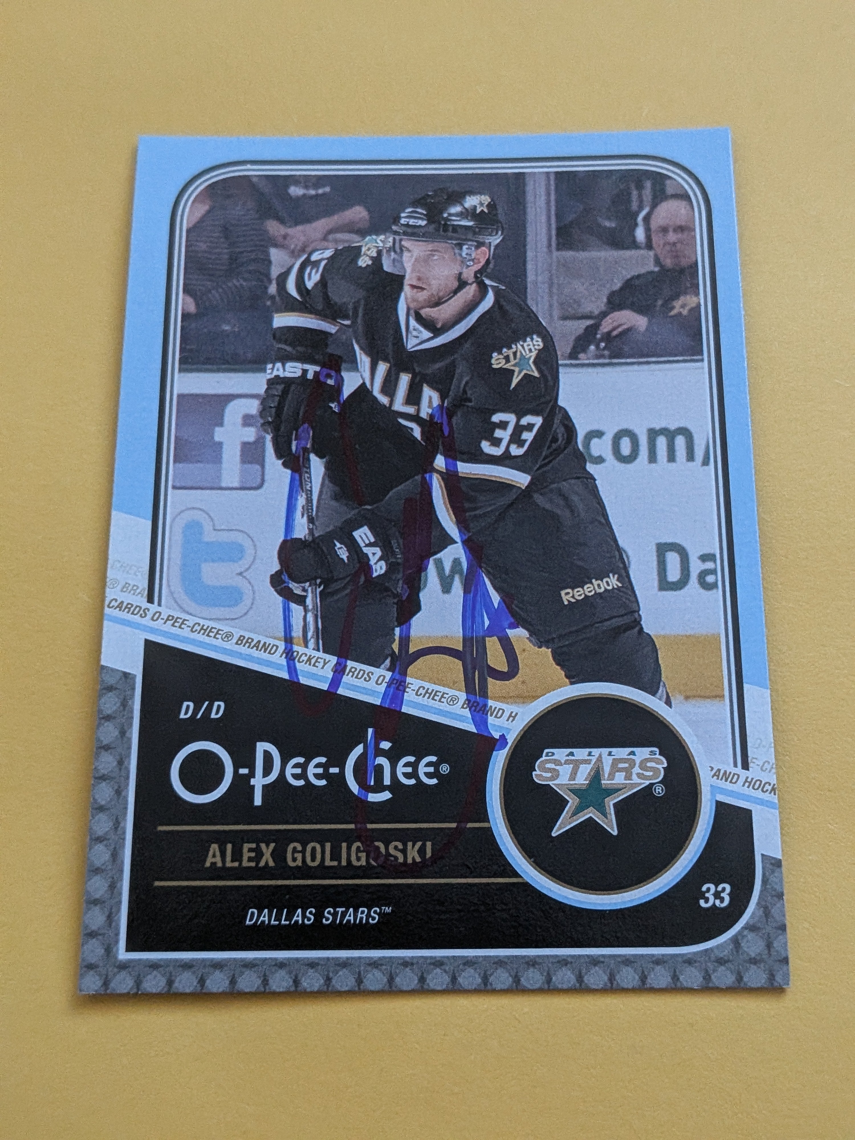 Alex Goligoski Signed Dallas Stars Card B