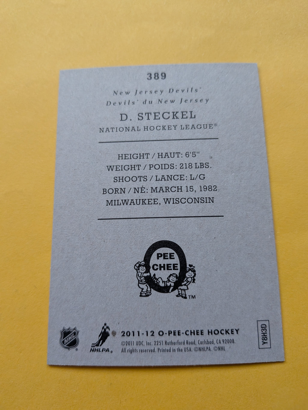 David Steckel Signed New Jersey Devils Card A