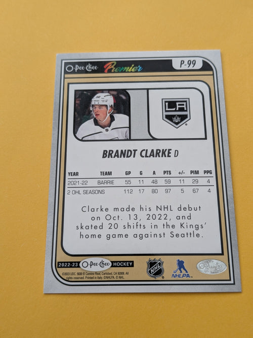 Brandt Clarke 22-23 OPC Premier Rookie Card