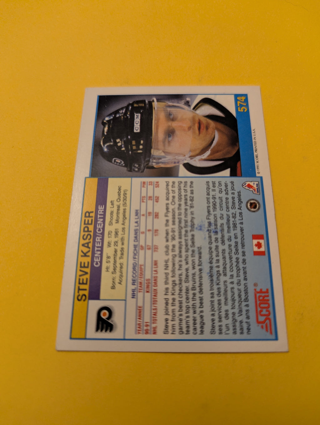 Steve Kasper Signed Philadelphia Flyers Card