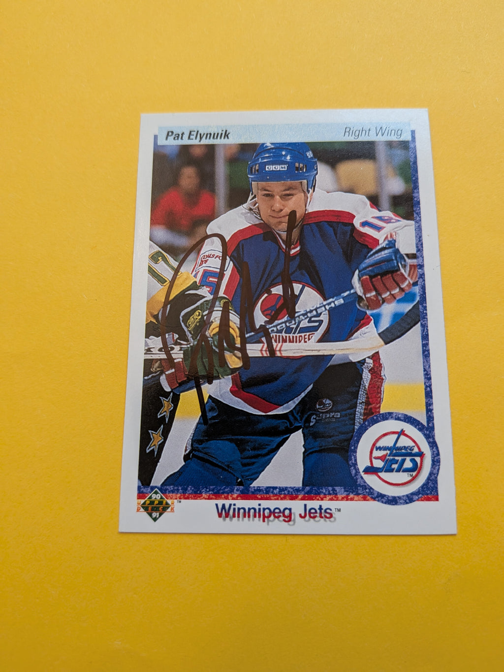 Pat Elynuik Signed Winnipeg Jets Card M