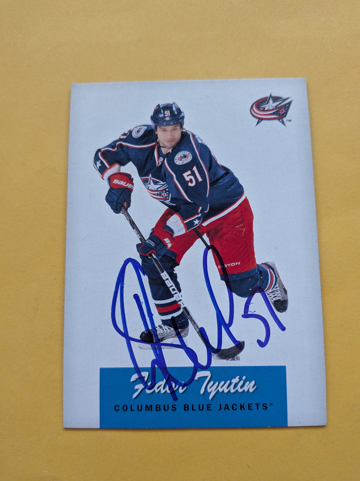 Fedor Tyutin Signed Columbus Blue Jackets Card A