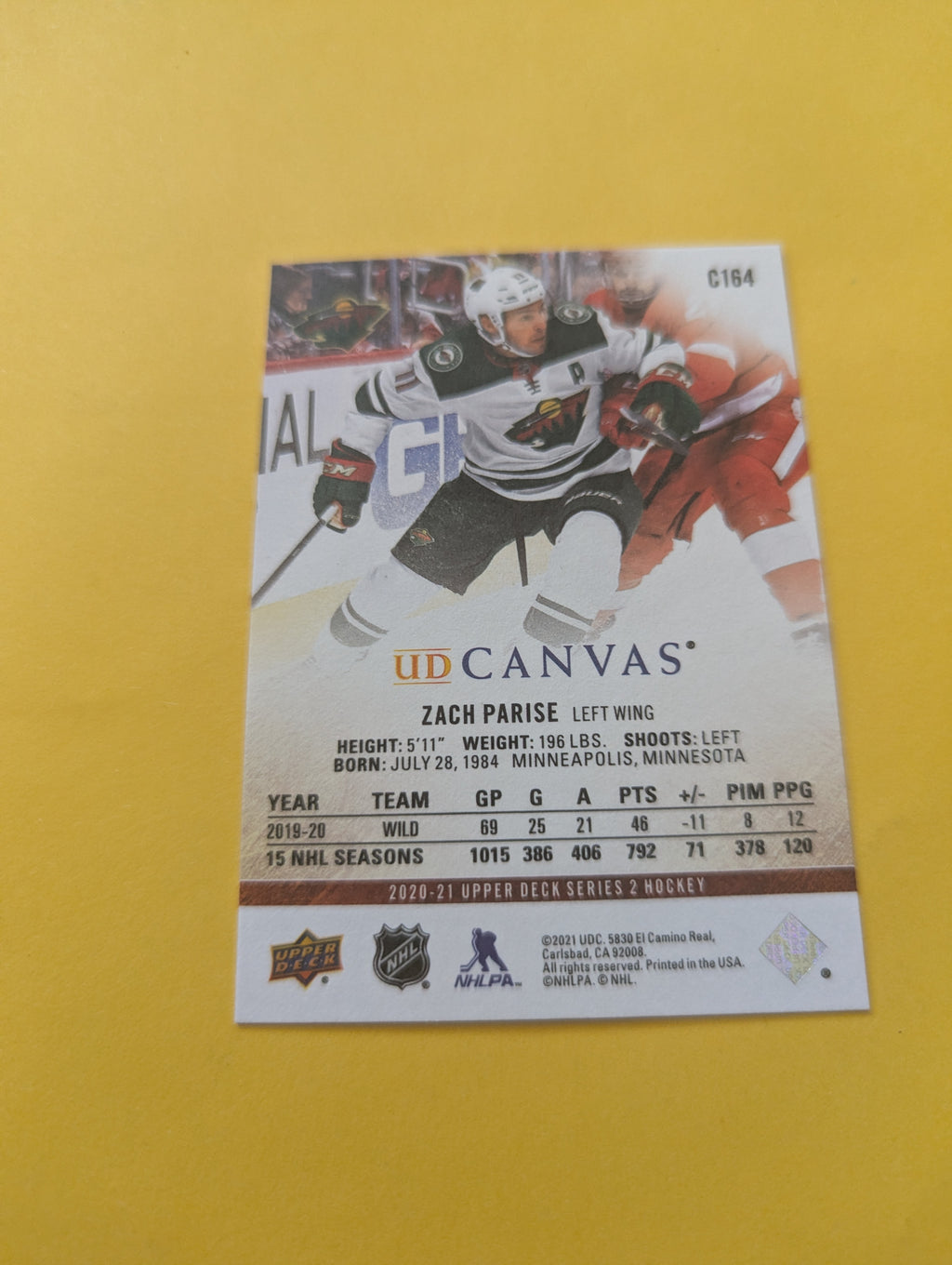 Zach Parise 20-21 Upper Deck UD Canvas Card
