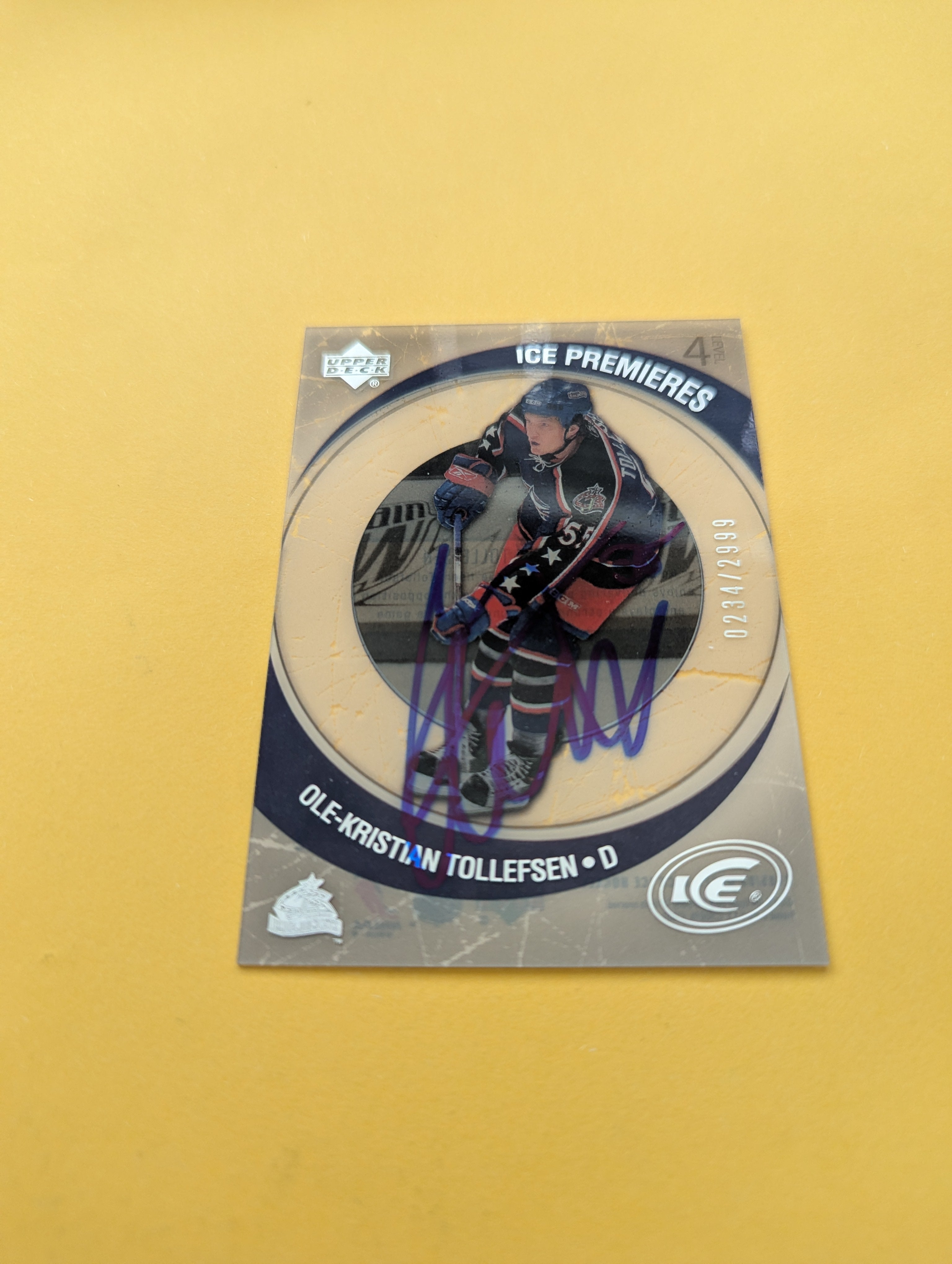 Ole Kristian Tollefsen Signed Columbus Blue Jackets Rookie Card