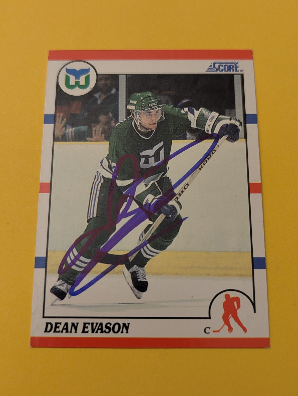 Dean Evason Signed Hartford Whalers Card