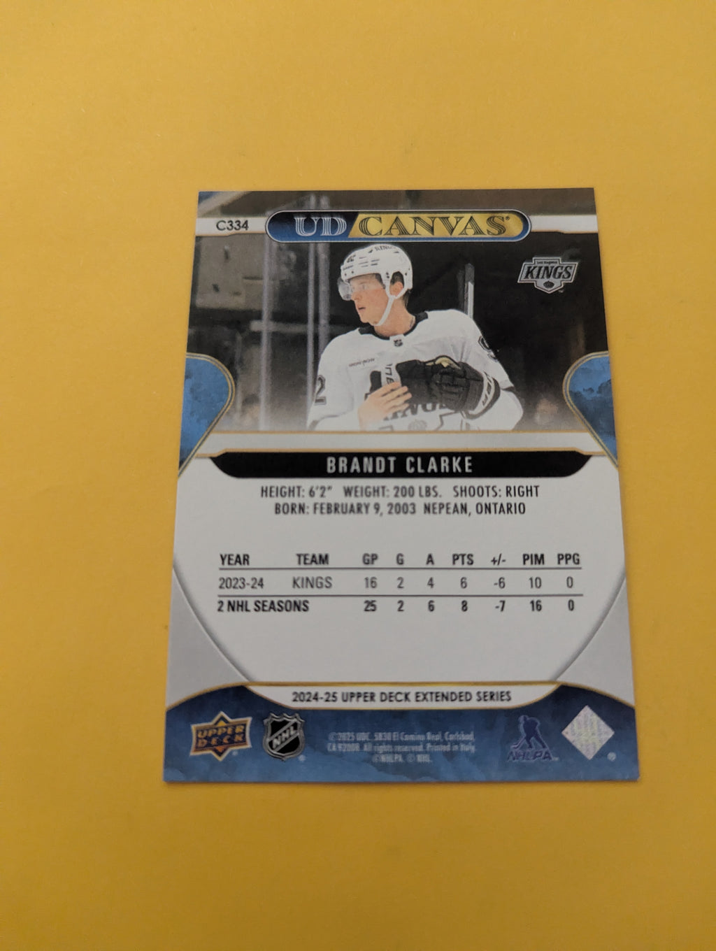 Brandt Clarke 25-26 Upper Deck UD Canvas Card