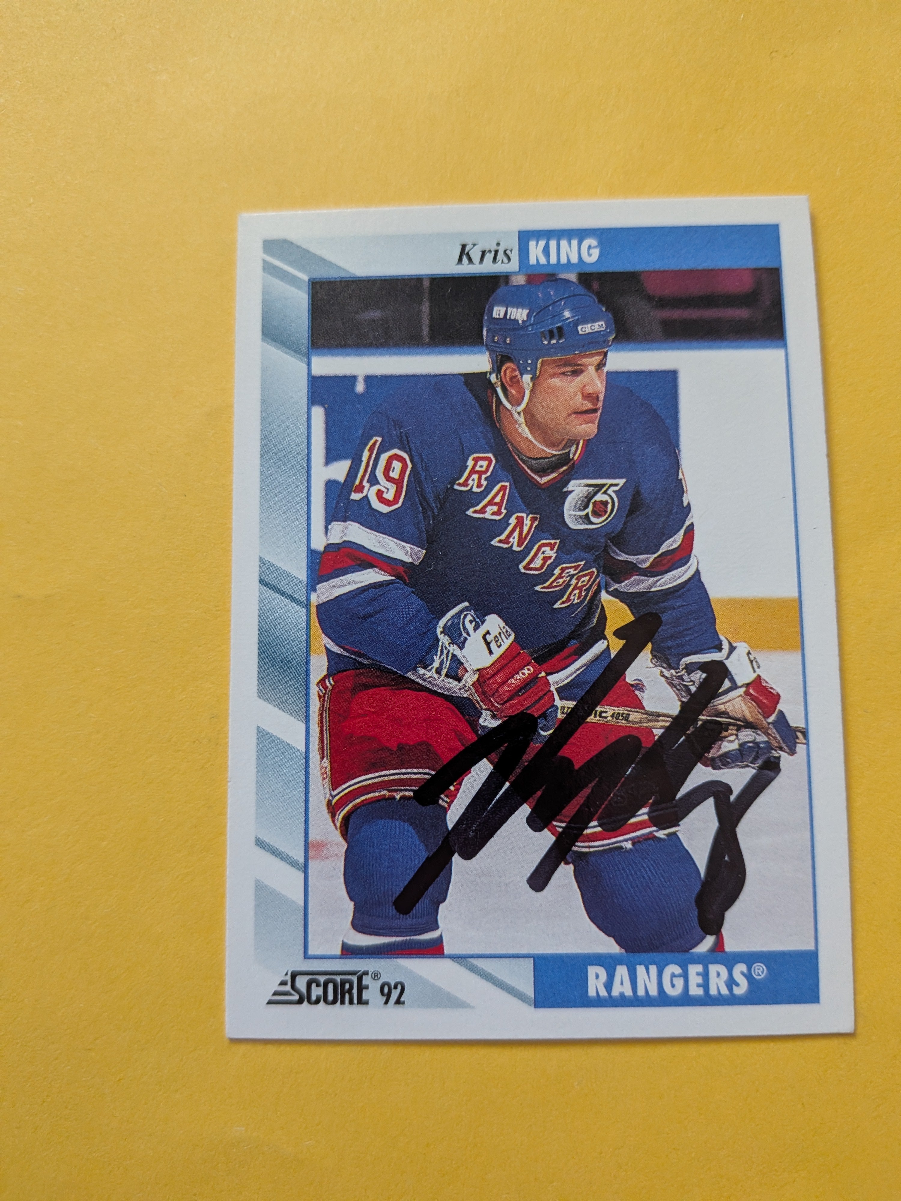 Kris King Signed New York Rangers Card K