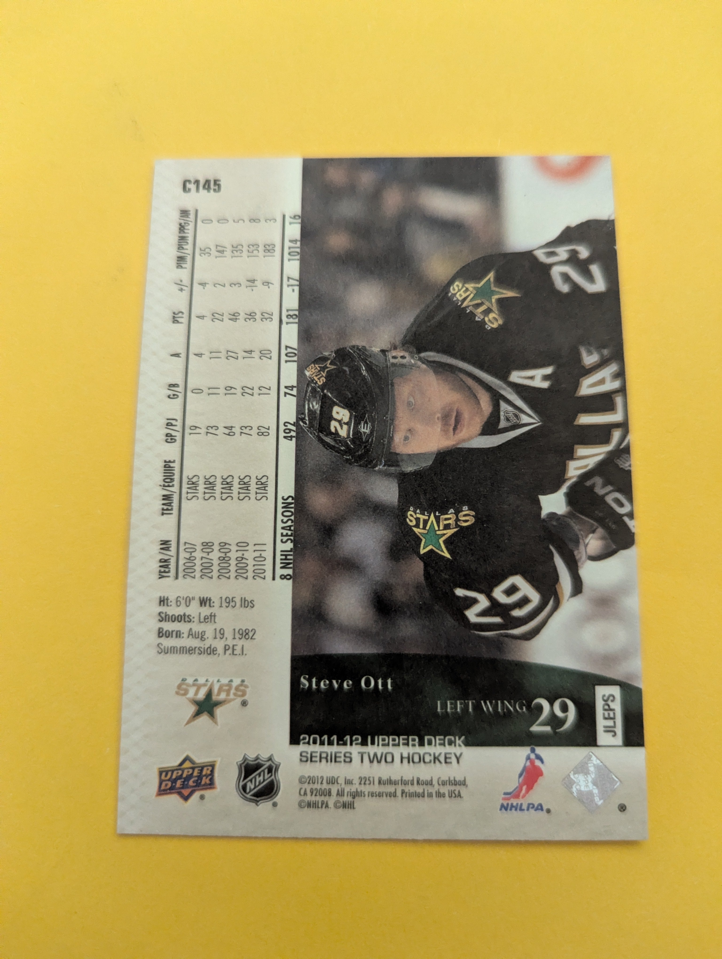 Steve Ott 11-12 Upper Deck UD Canvas Card