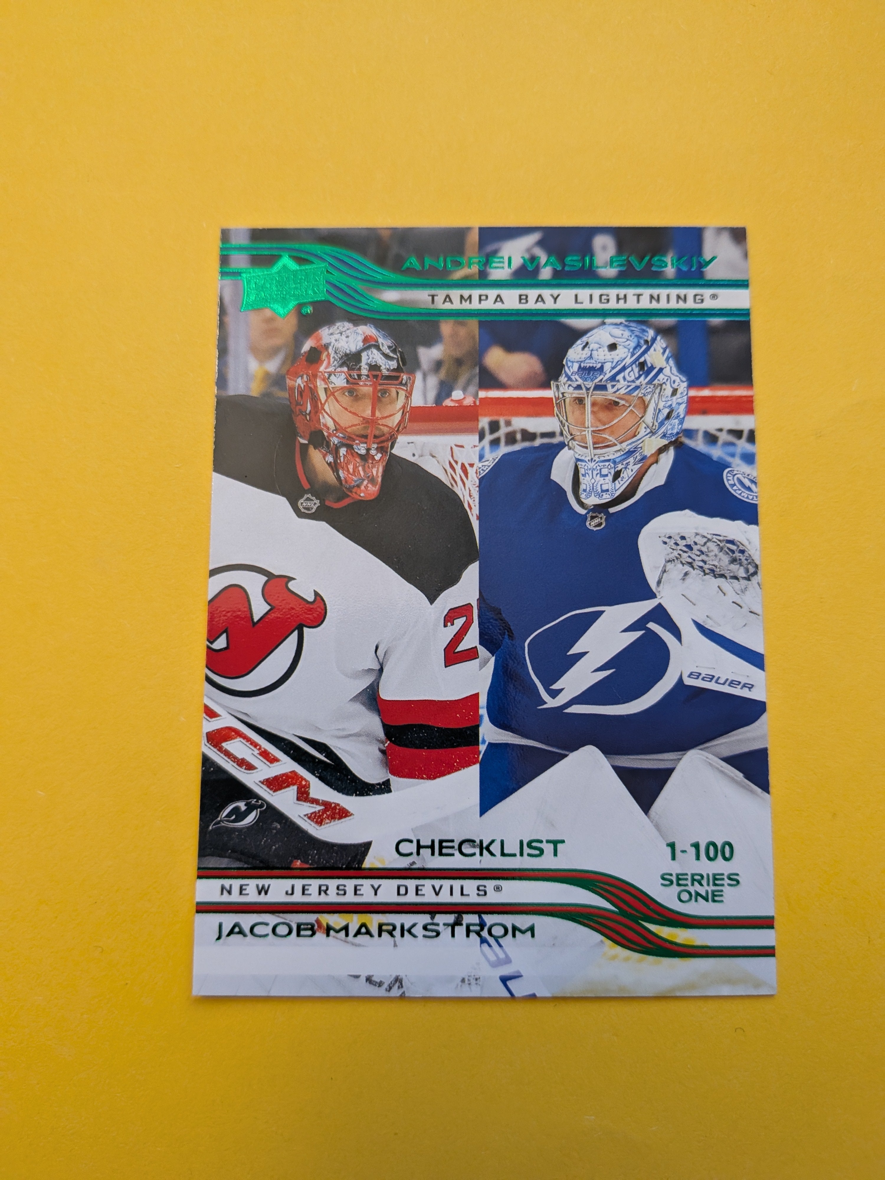 Andrei Vasilevskiy Jacob Markstrom 25-26 Upper Deck Green Holiday Checklist Card