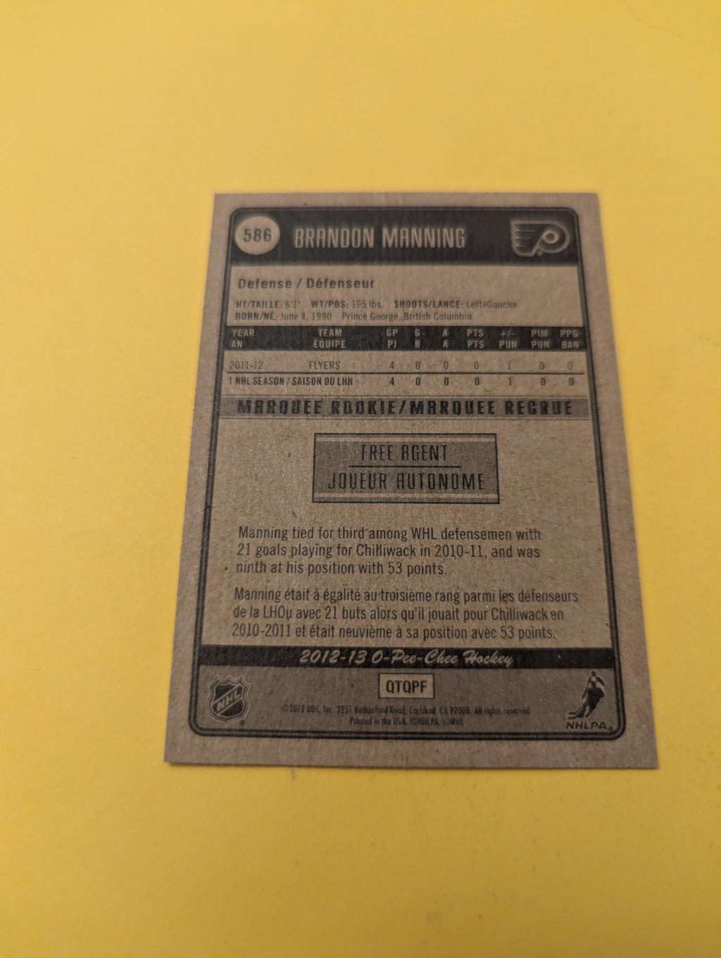 Brandon Manning Signed Philadelphia Flyers Rookie Card