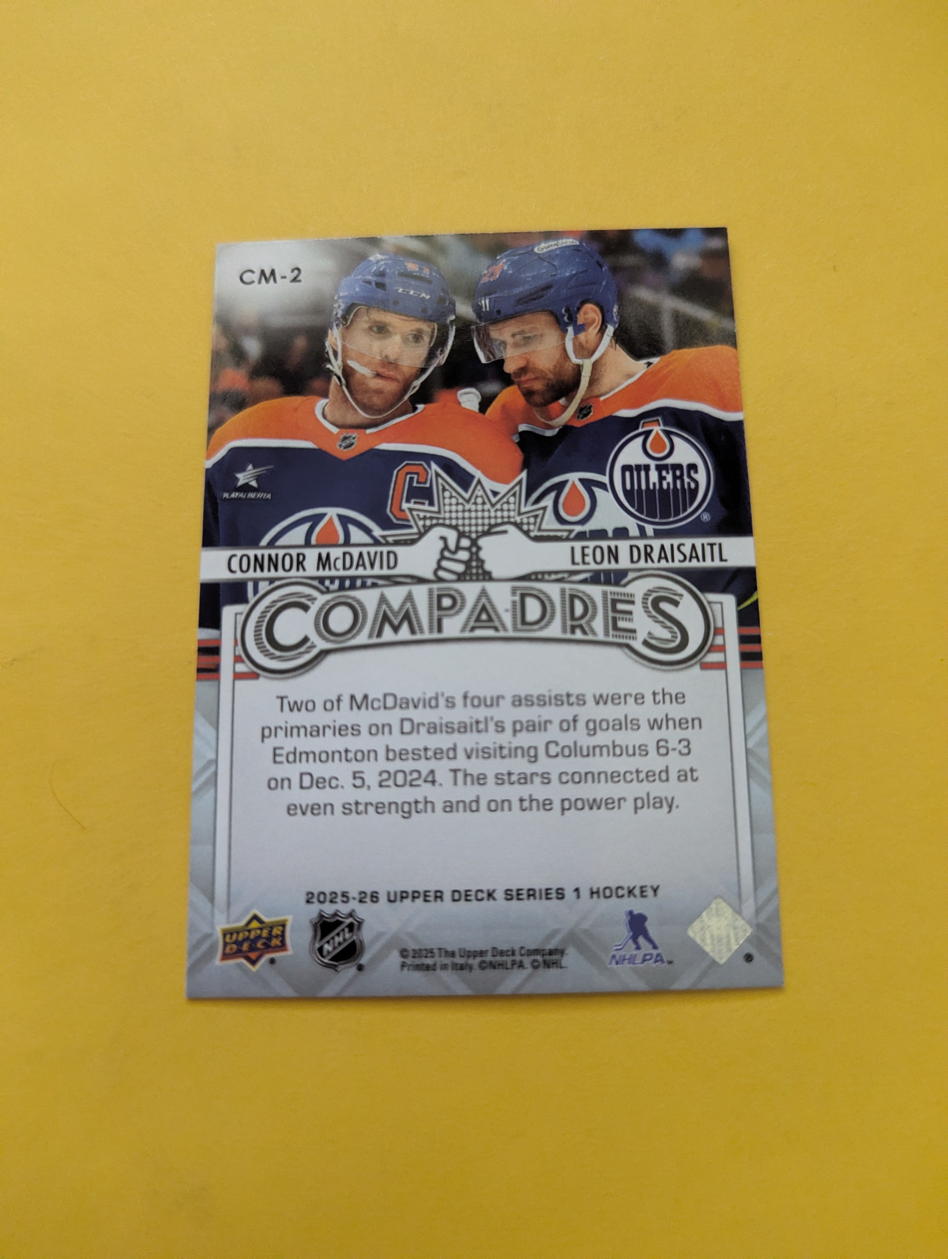 Connor McDavid Leon Draisaitl 25-26 Upper Deck Compadres Card