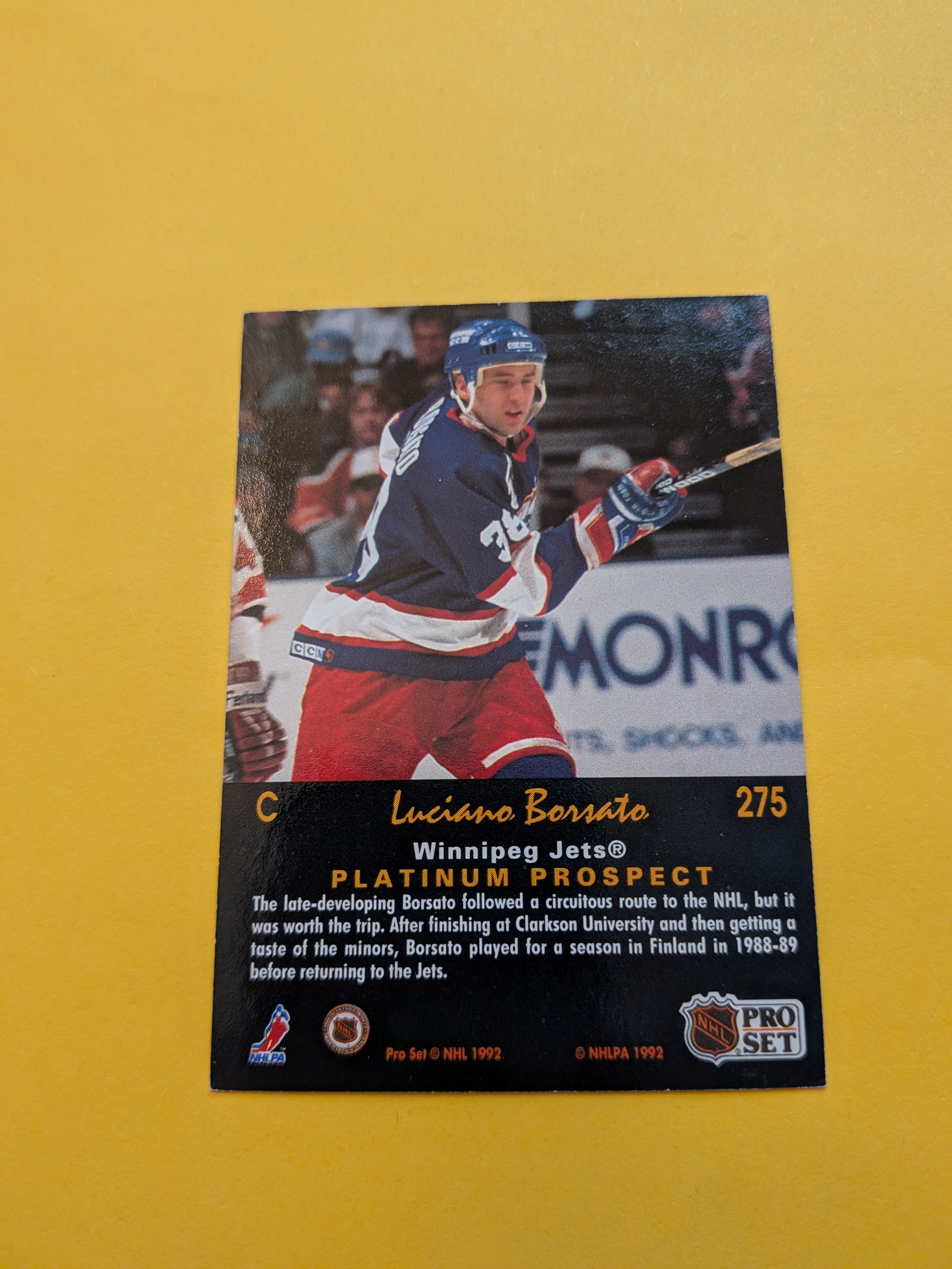Luciano Borsato Signed Winnipeg Jets Rookie Card A