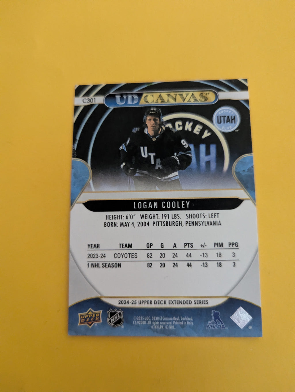 Logan Cooley 24-25 Upper Deck UD Canvas Card