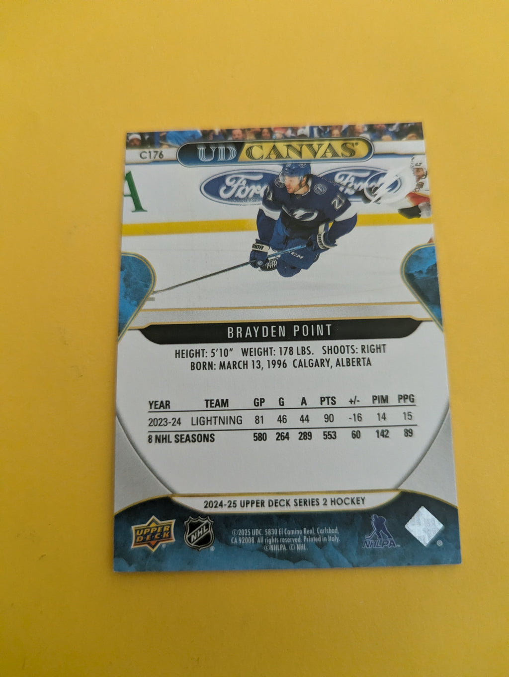 Brayden Point 24-25 Upper Deck UD Canvas Card