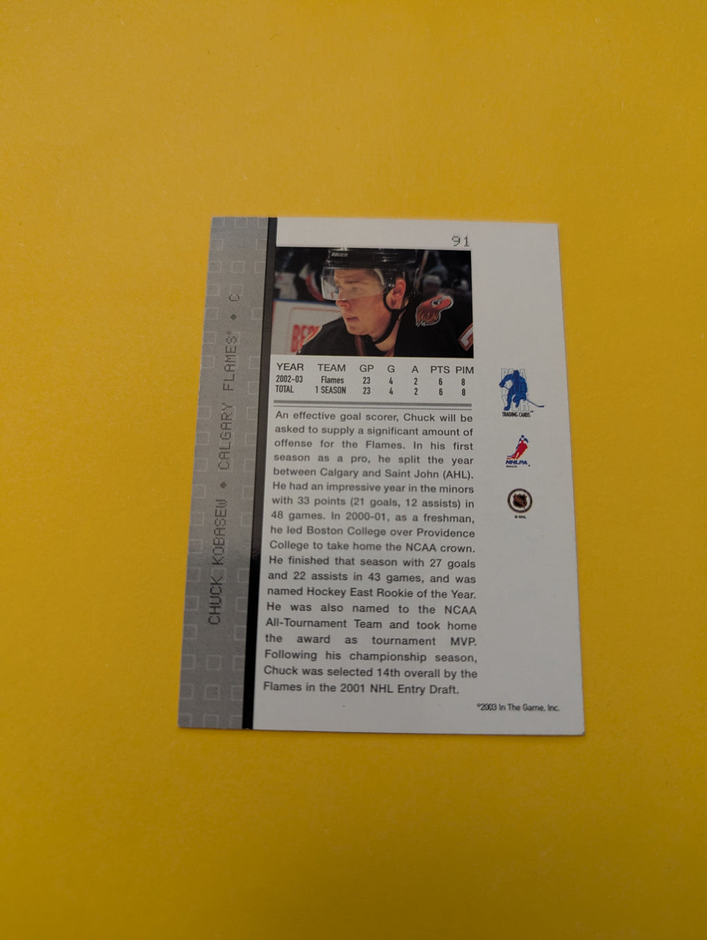 Chuck Kobasew Signed Calgary Flames Card