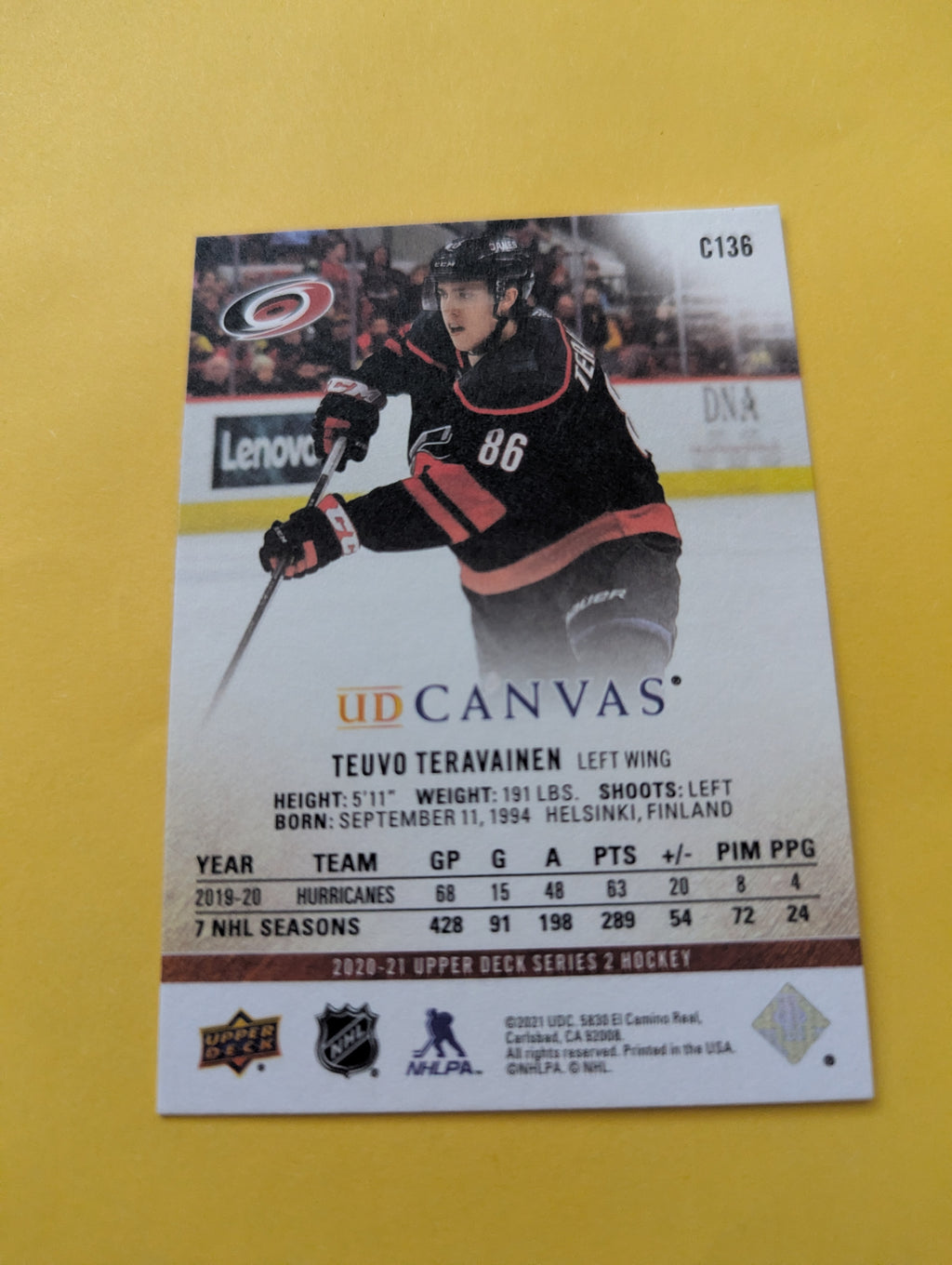 Teuvo Teravainen 20-21 Upper Deck UD Canvas Card