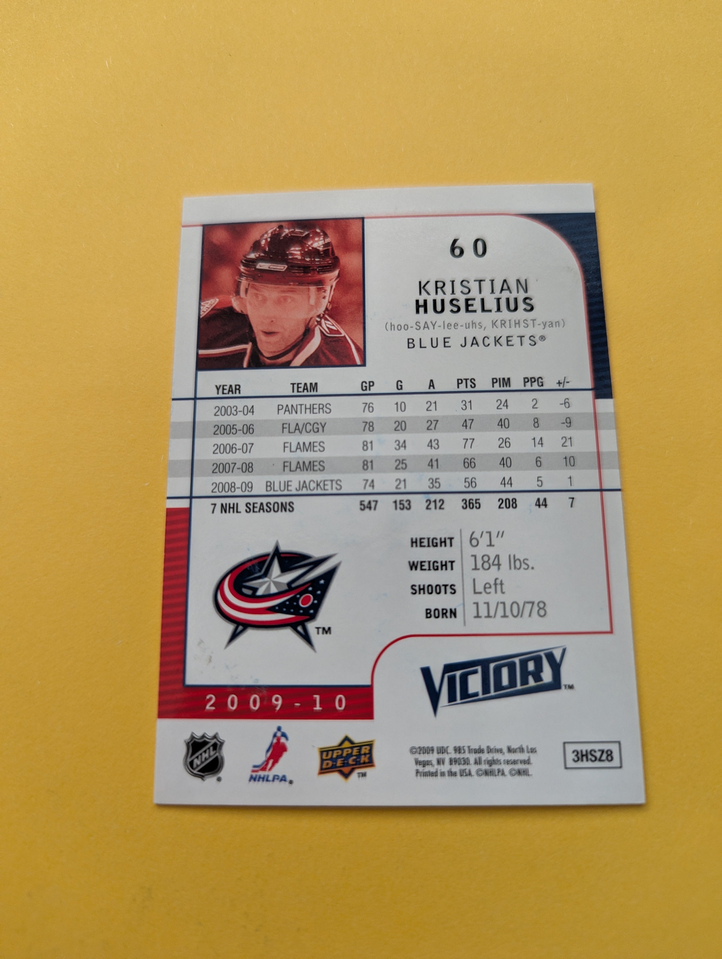 Kristian Huselius Signed Columbus Blue Jackets Card