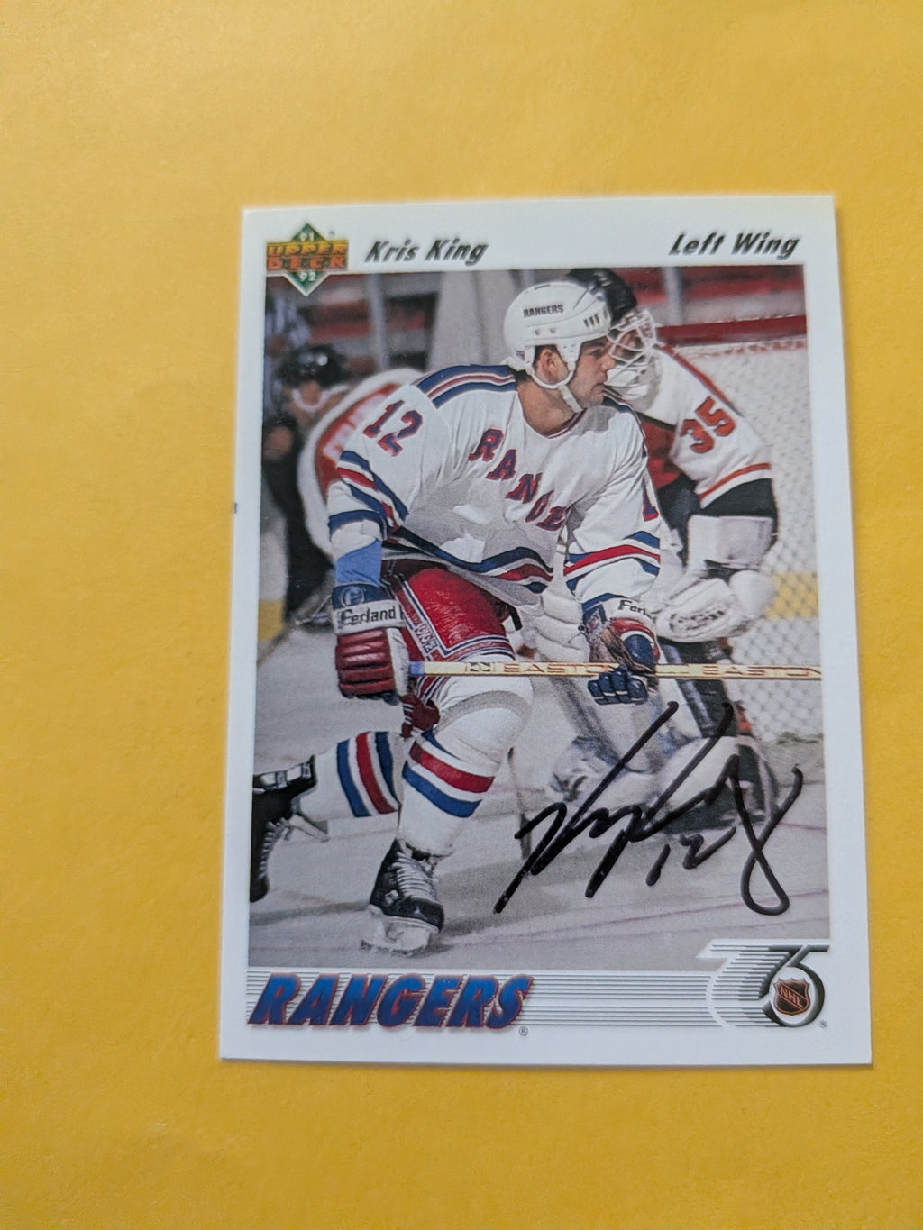 Kris King Signed New York Rangers Card H