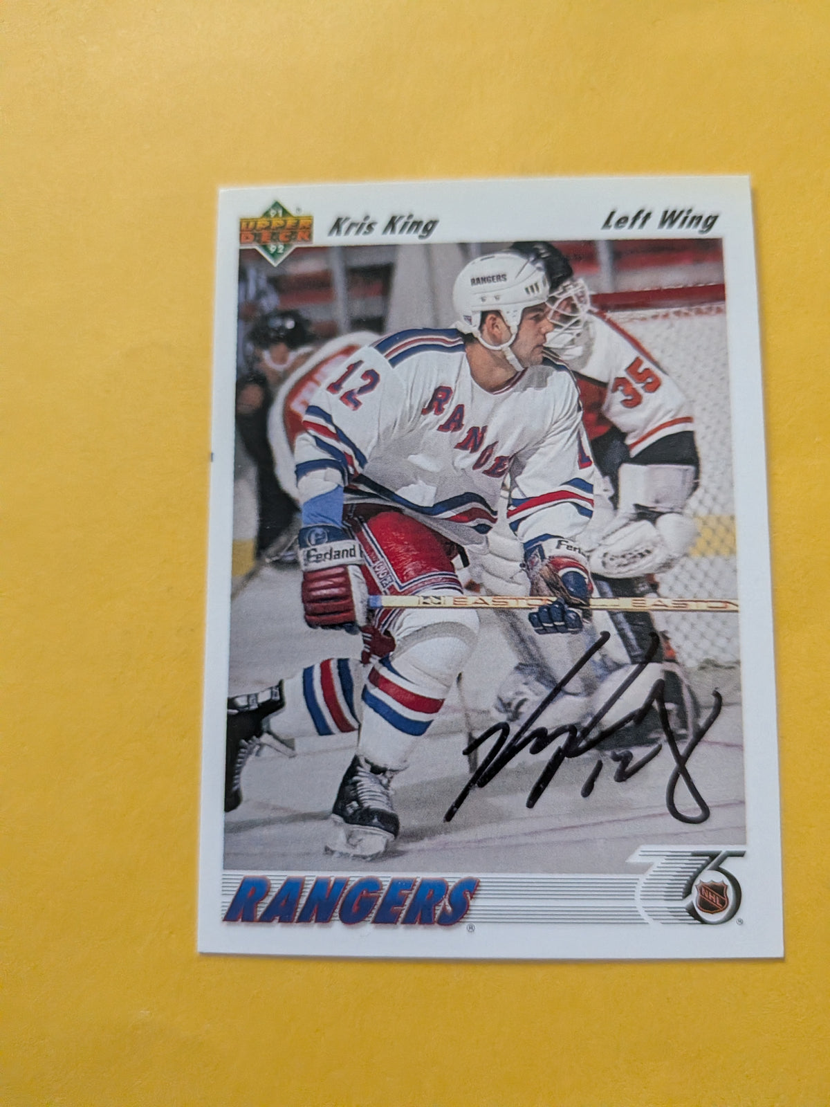 Kris King Signed New York Rangers Card H