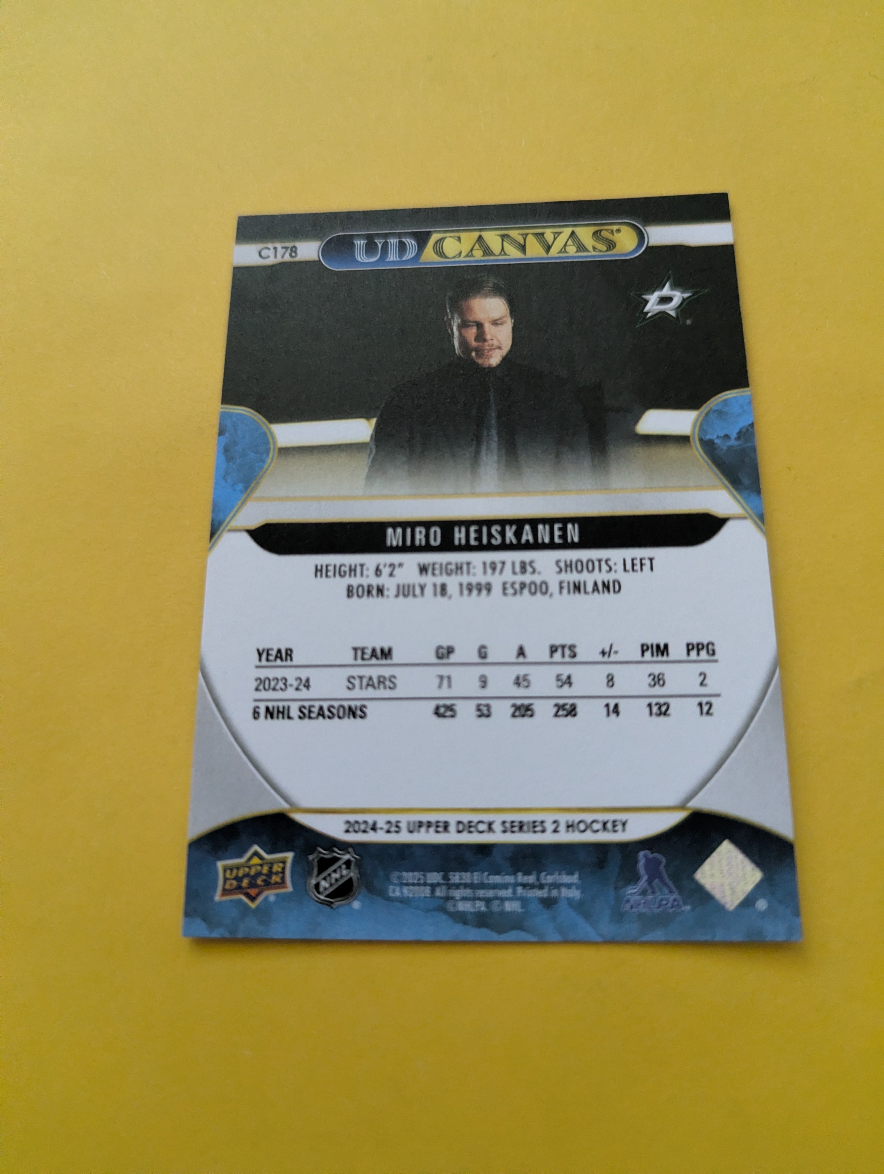 Miro Heiskanen 24-25 Upper Deck UD Canvas Card