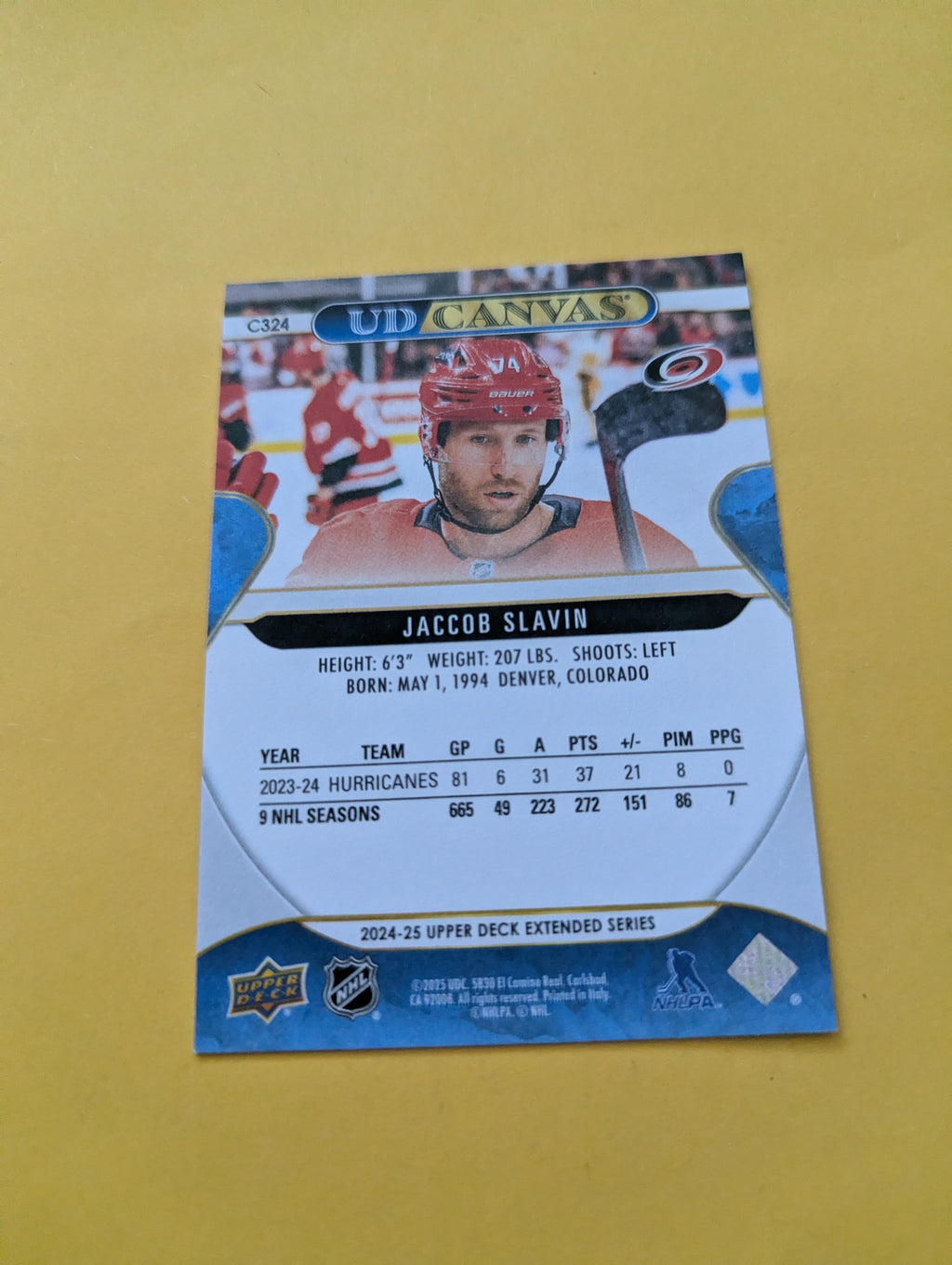 Jaccob Slavin 24-25 Upper Deck UD Canvas Card
