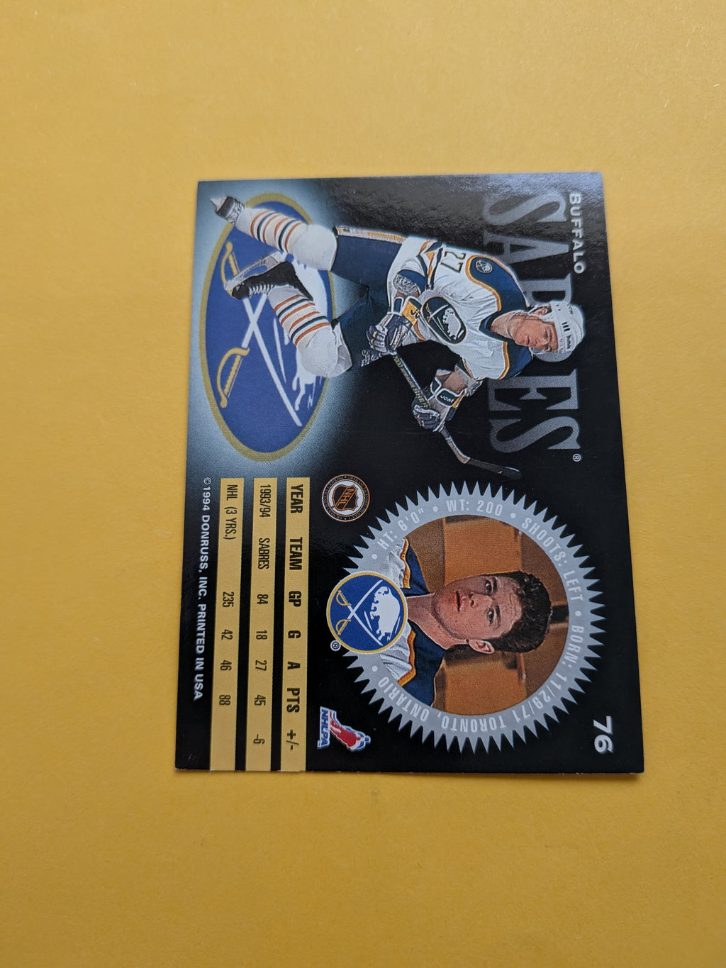 Brad May Signed Buffalo Sabres Card F