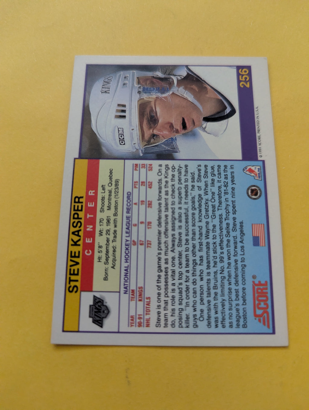 Steve Kasper Signed Los Angeles Kings Card C