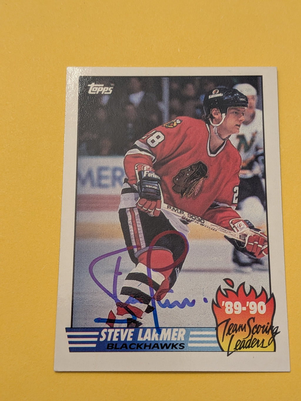 Steve Larmer Signed Chicago Blackhawks Card C