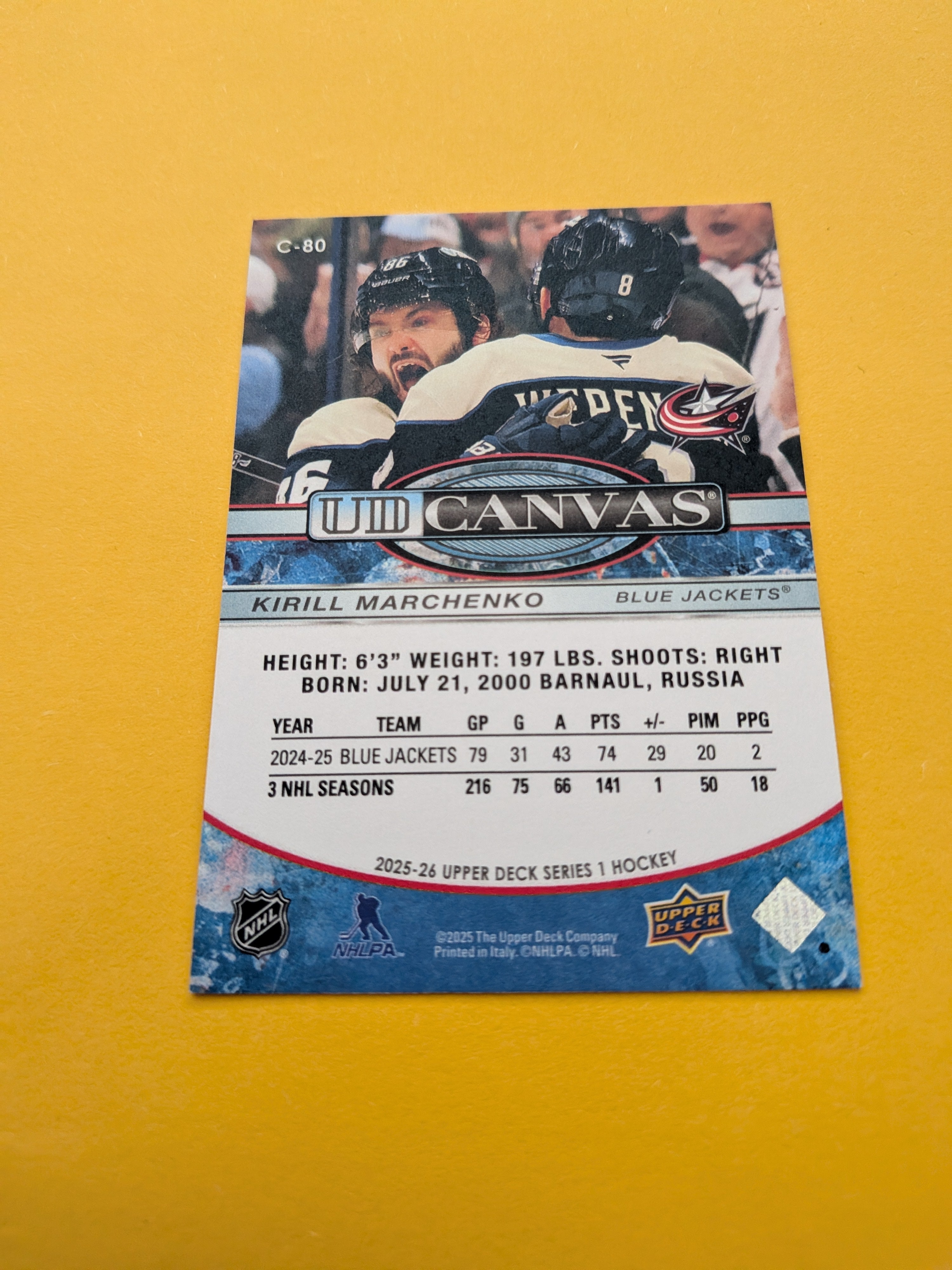 Kirill Marchenko 25-26 Upper Deck UD Canvas Card
