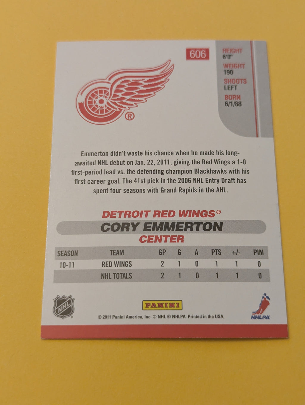 Cory Emmerton Signed Detroit Red Wings Card