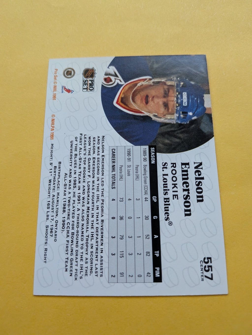 Nelson Emerson Signed St. Louis Blues Card A