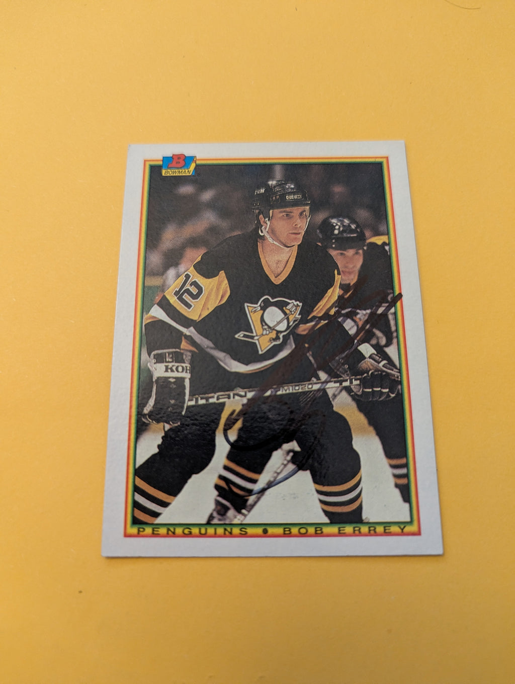 Bob Errey Signed Pittsburgh Penguins Card