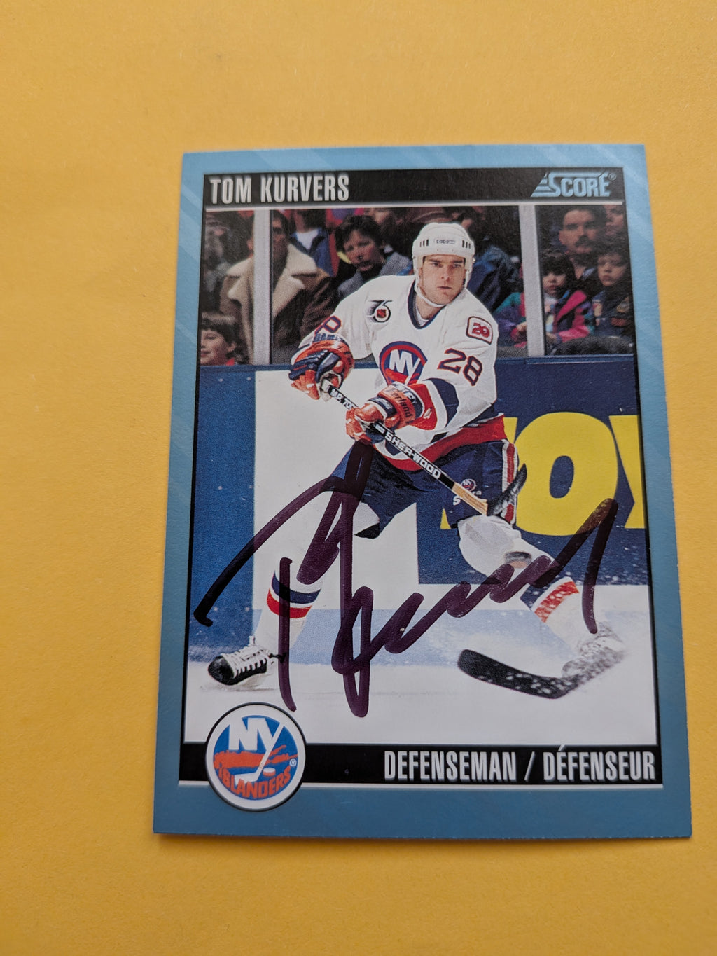 Tom Kurvers Signed New York Islanders Card A