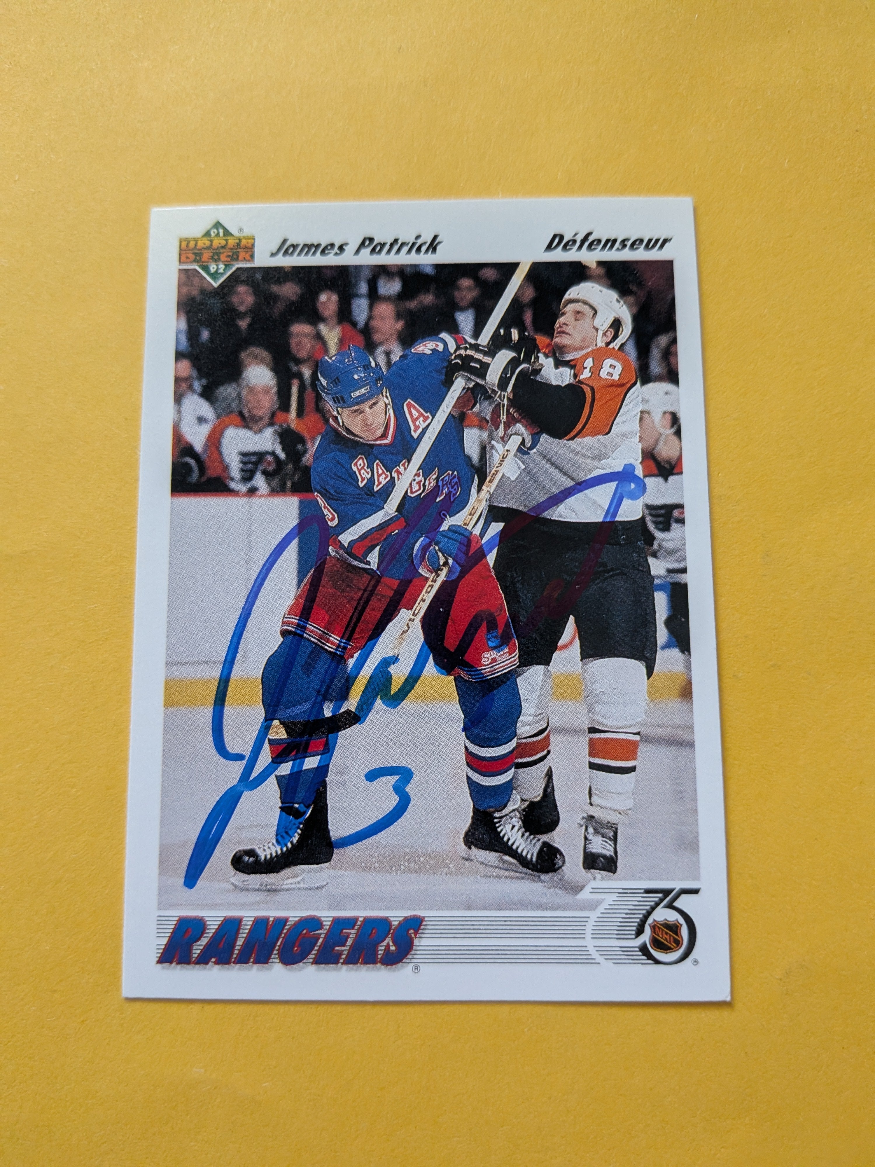 James Patrick Signed New York Rangers Card I