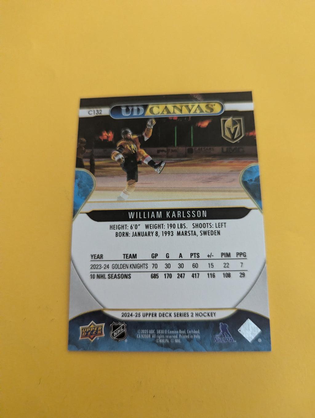 William Karlsson 24-25 Upper Deck UD Canvas Card