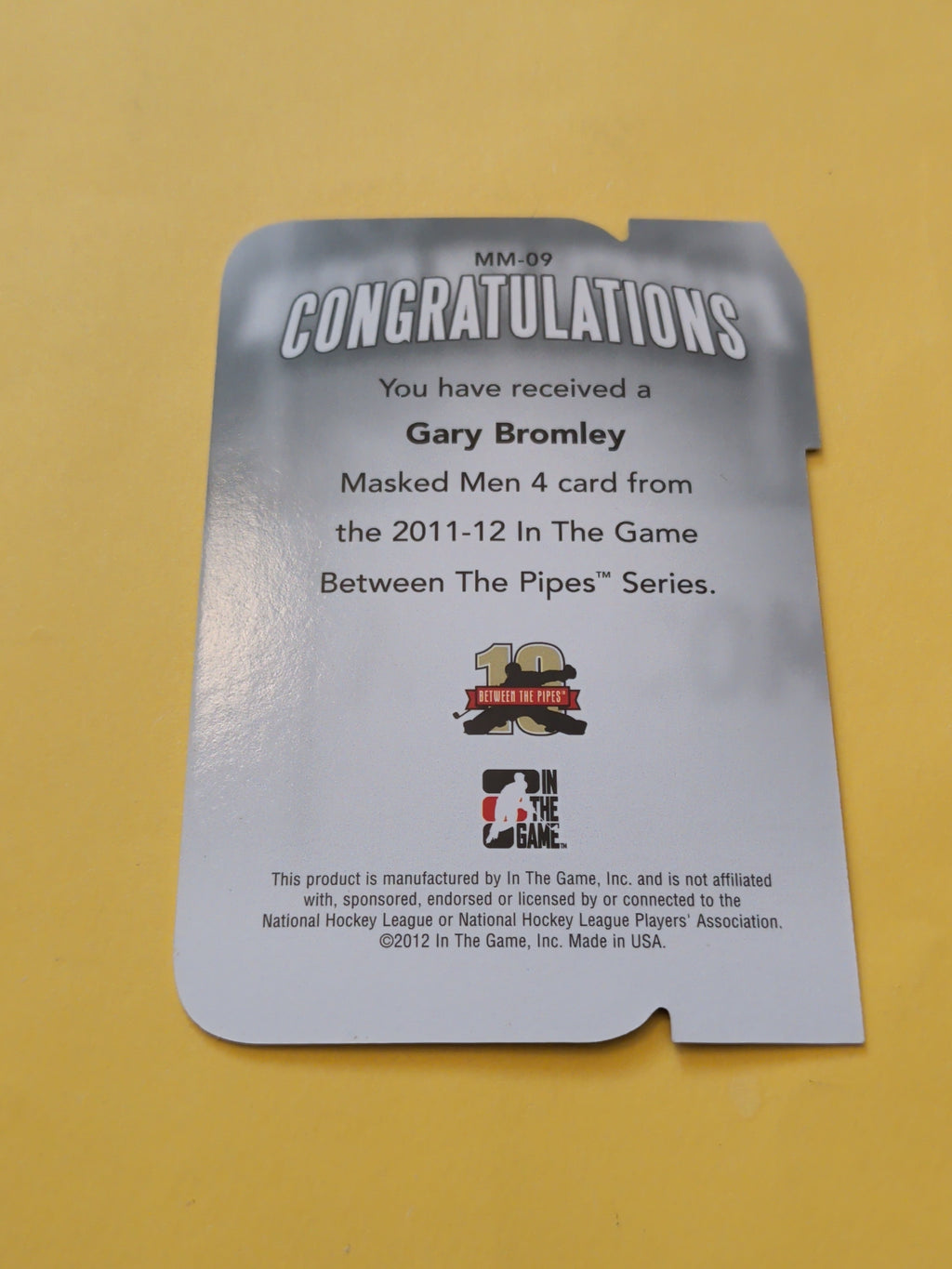 Gary Bromley 11-12 ITG Between The Pipes Masked Men Card