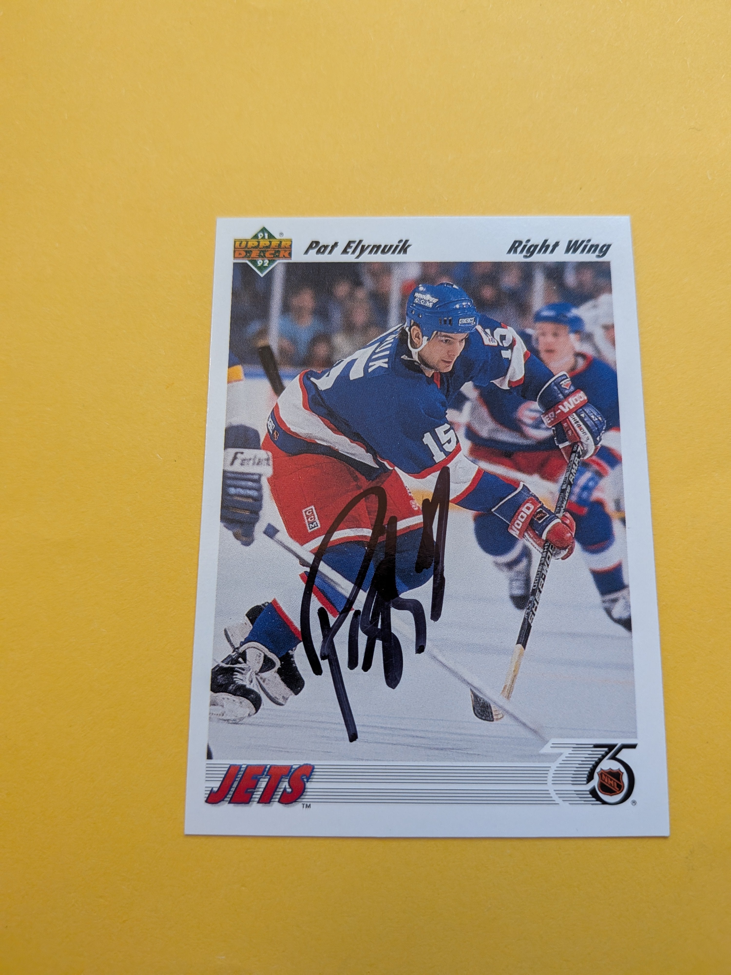 Pat Elynuik Signed Winnipeg Jets Card L