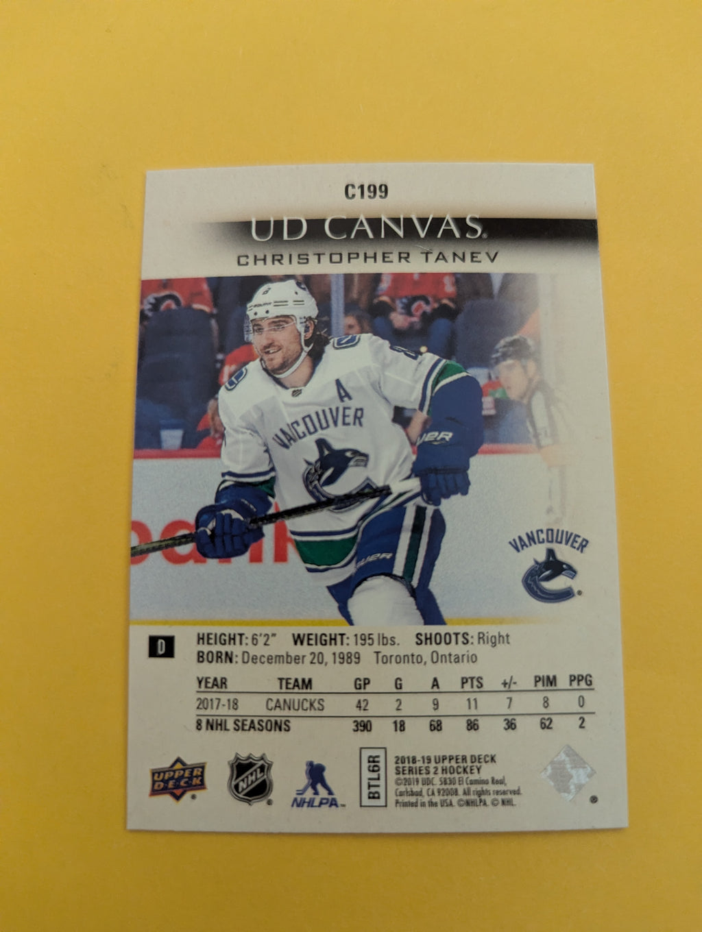 Chris Tanev 18-19 Upper Deck UD Canvas Card