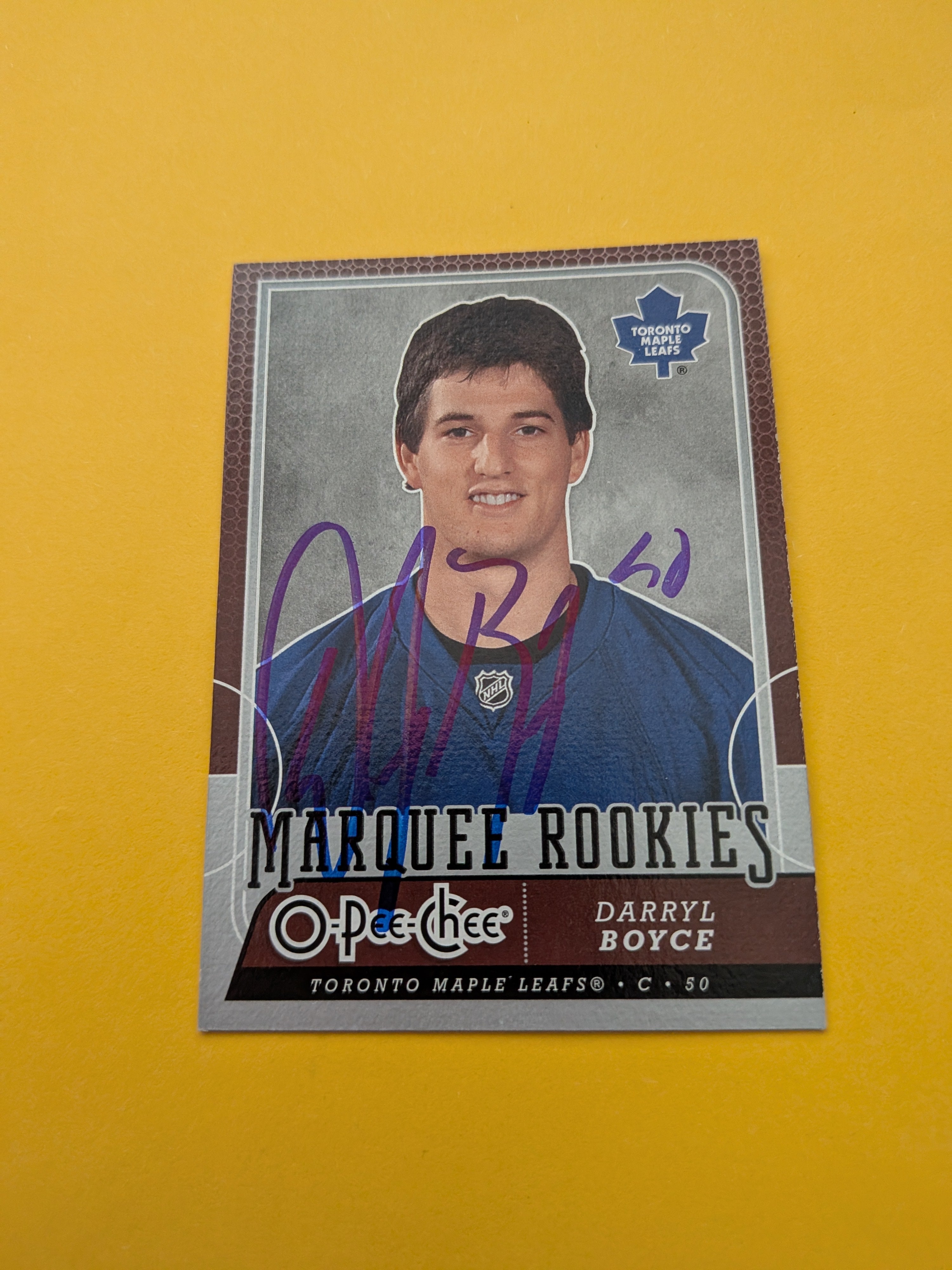 Darryl Boyce Signed Toronto Maple Leafs Rookie Card A